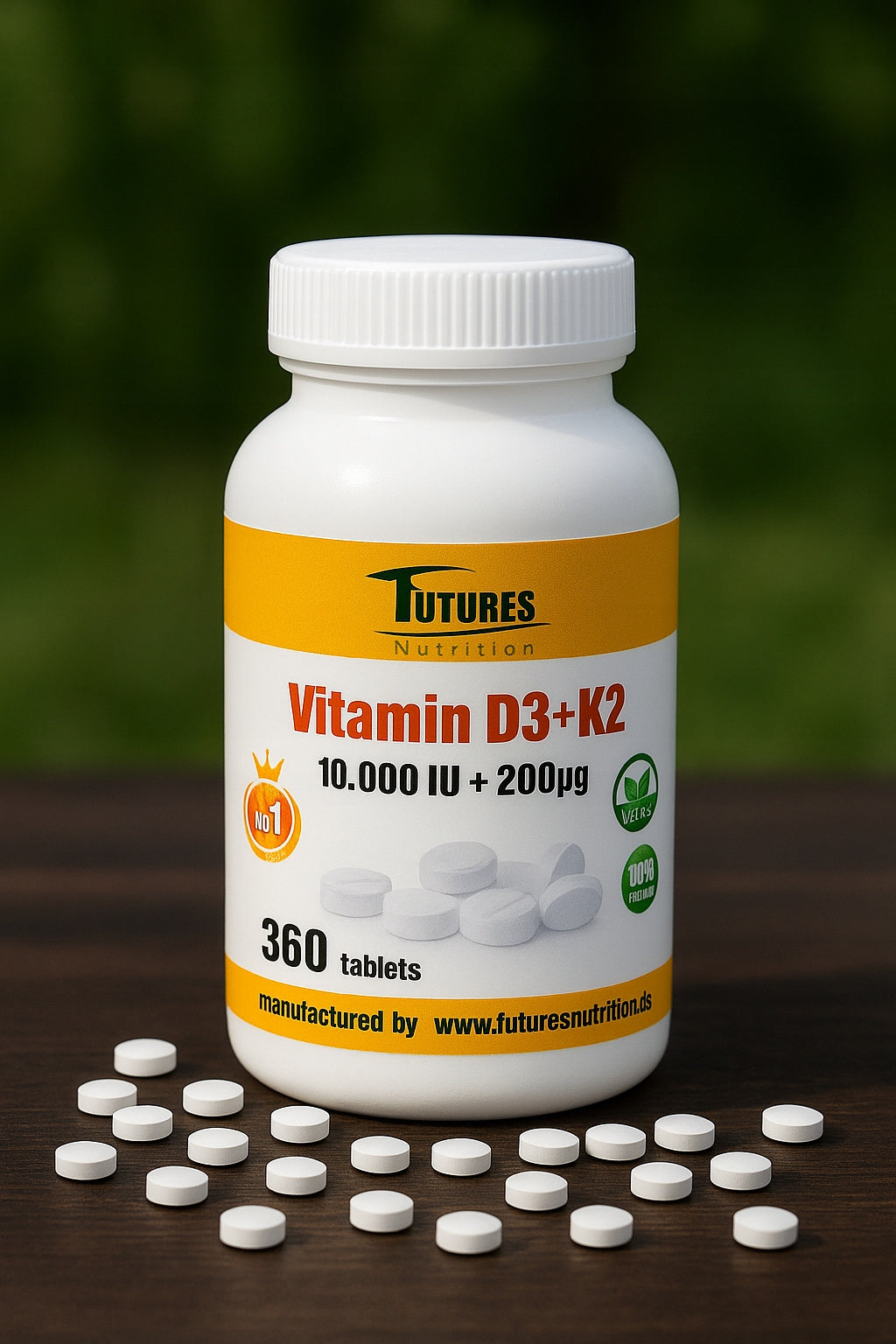 Futures Nutrition Vitamin D3 10.000 + K2 MK7 360t Bones Resistance Stress Packaging status original