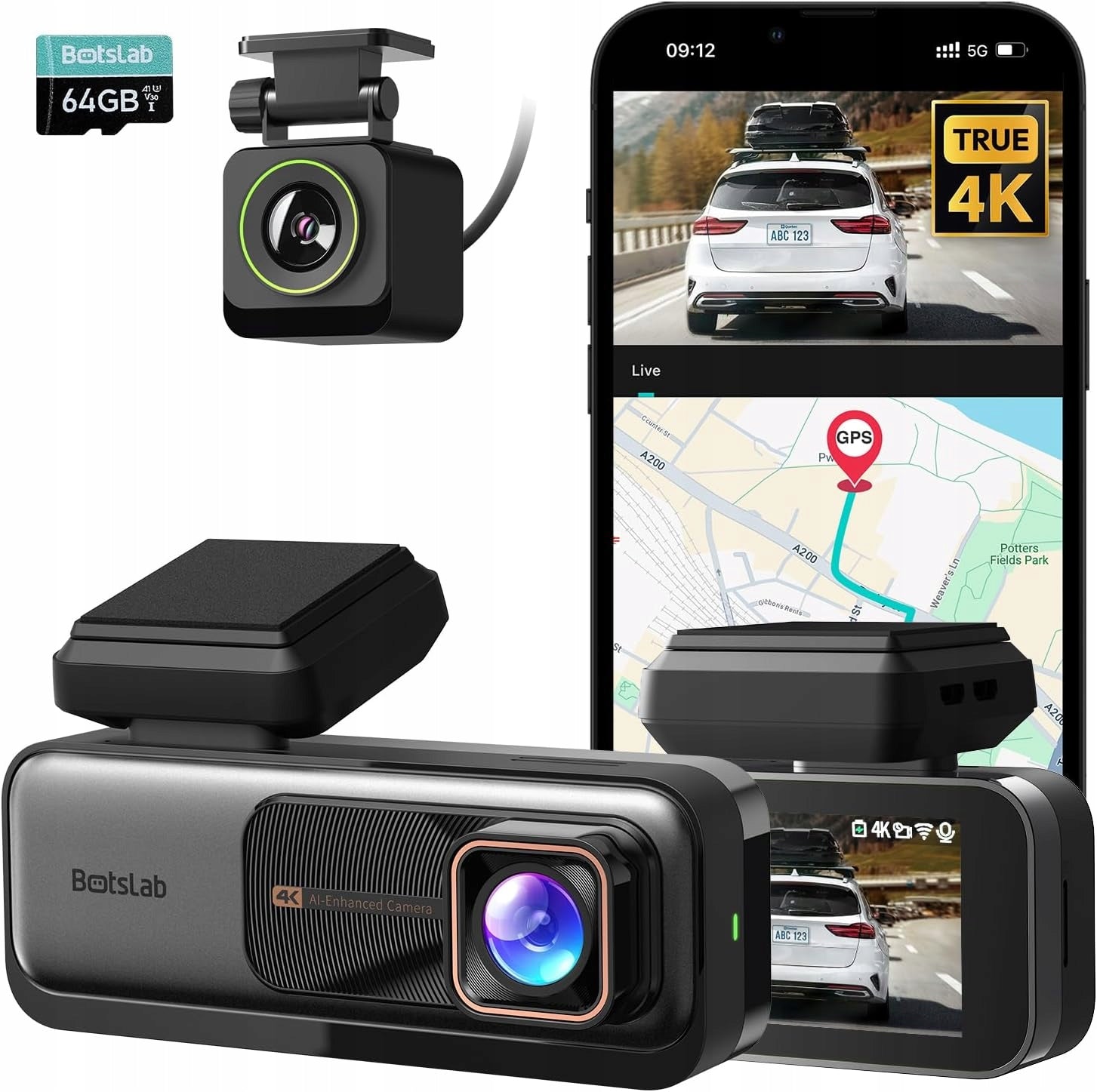 G980H BOTSLAB Car dashboard camera front and rear 4K