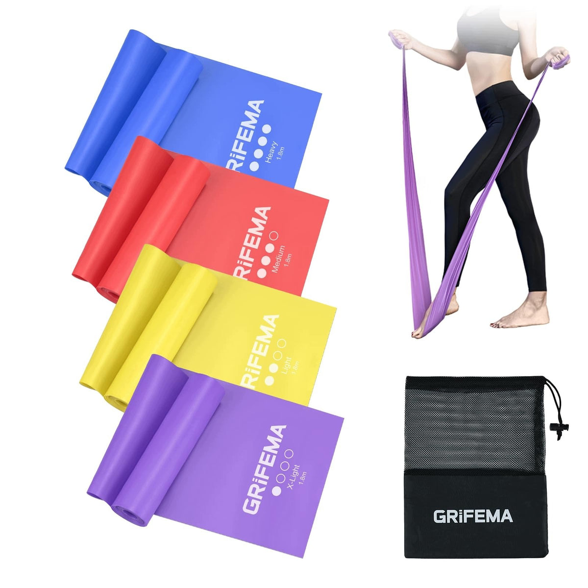 GA5002 RUBBER FITNESS BANDS SET 4 1 8M RESISTANCE BANDS WITH 4 FOR ORGANIZATION