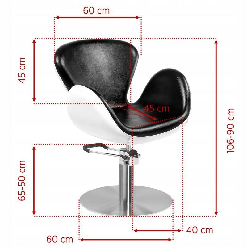 Professioneller Friseurstuhl Gabbiano Amsterdam, schwarz/weiß 