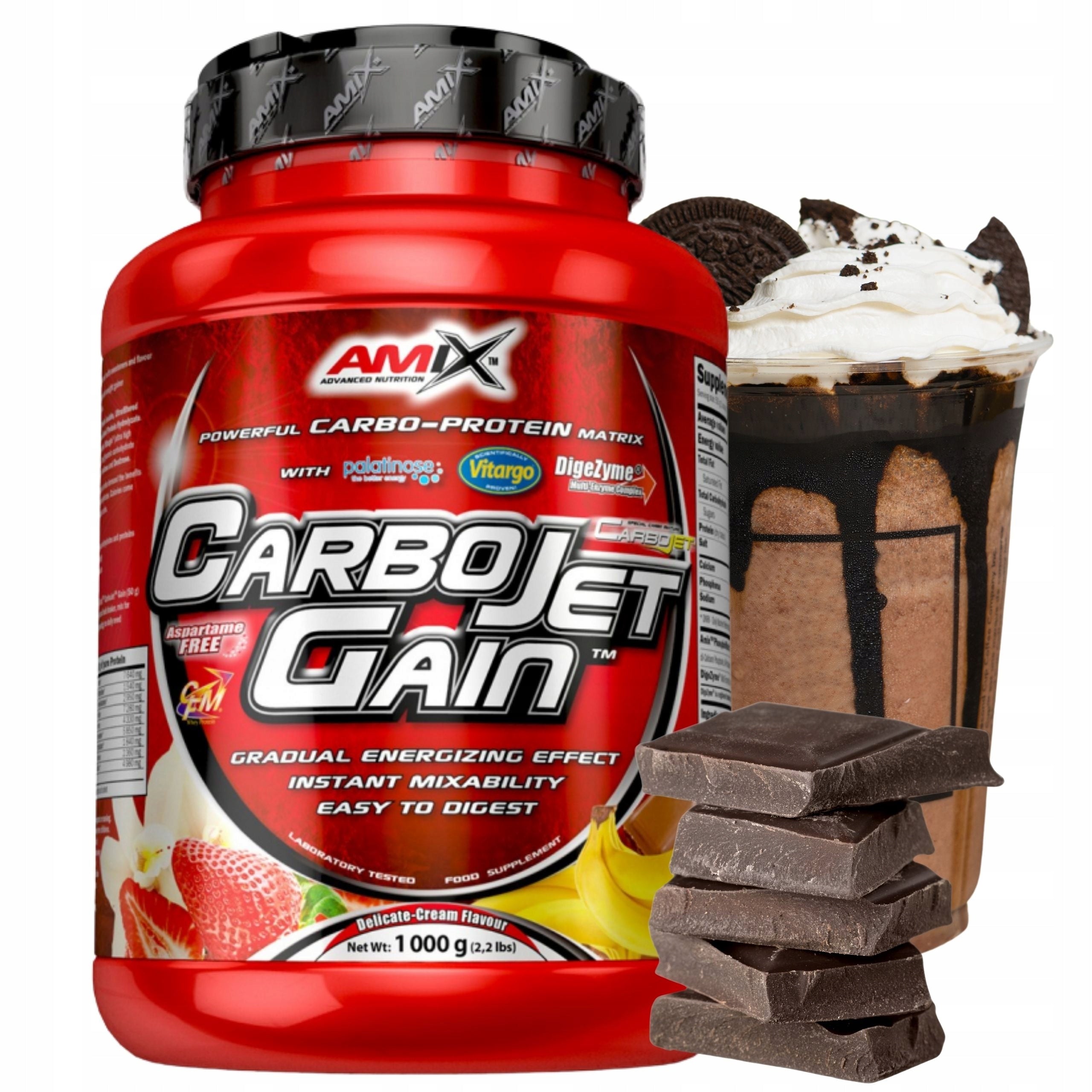 GAINER ON GAIN Vitargo Carbohydrates Complex Protein CFM 1000g Chocolate