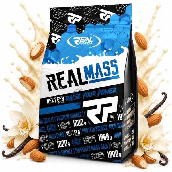 GAINER for mass CARBOHYDRATE PROTEIN 1KG Real Mass 1000g Vanilla Almond