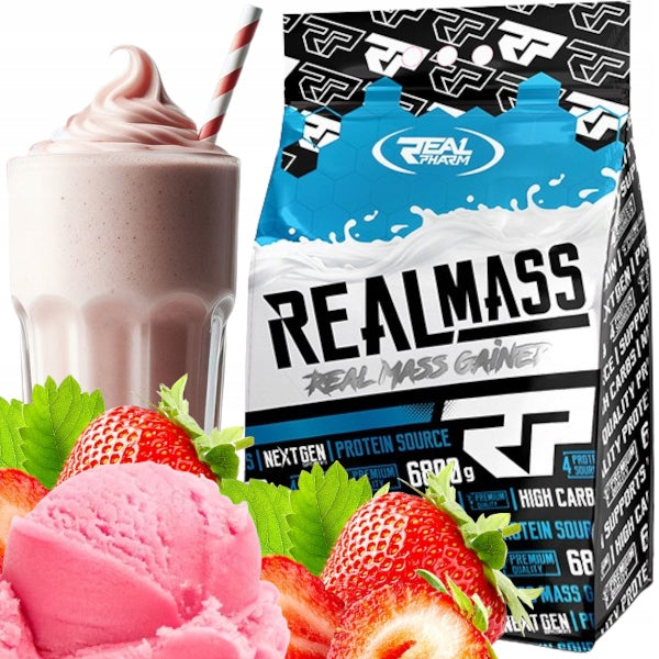 GAINER protein carbohydrates Real Pharm Real Mass STRAWBERRY ICE CREAM 6800g