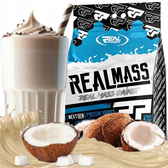 GAINER protein carbohydrates Real Pharm Real Mass WHITE CHOCOLATE COCONUT 6800g