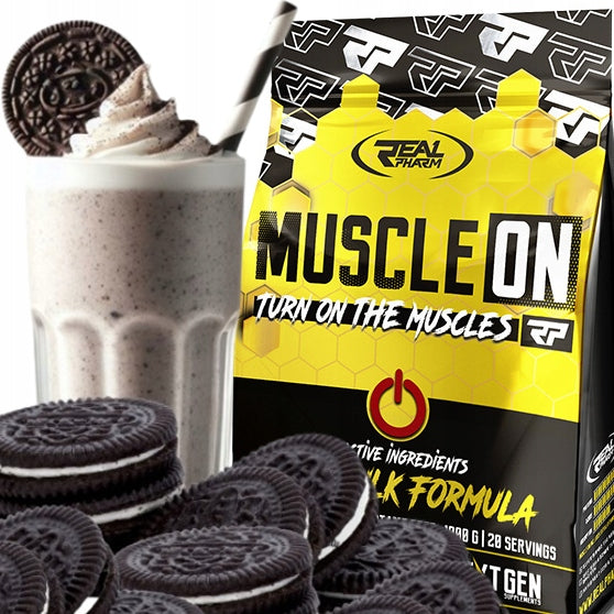 GAINER protein carbohydrates mass Real Pharm MUSCLE ON 1000g DARK COOKIES