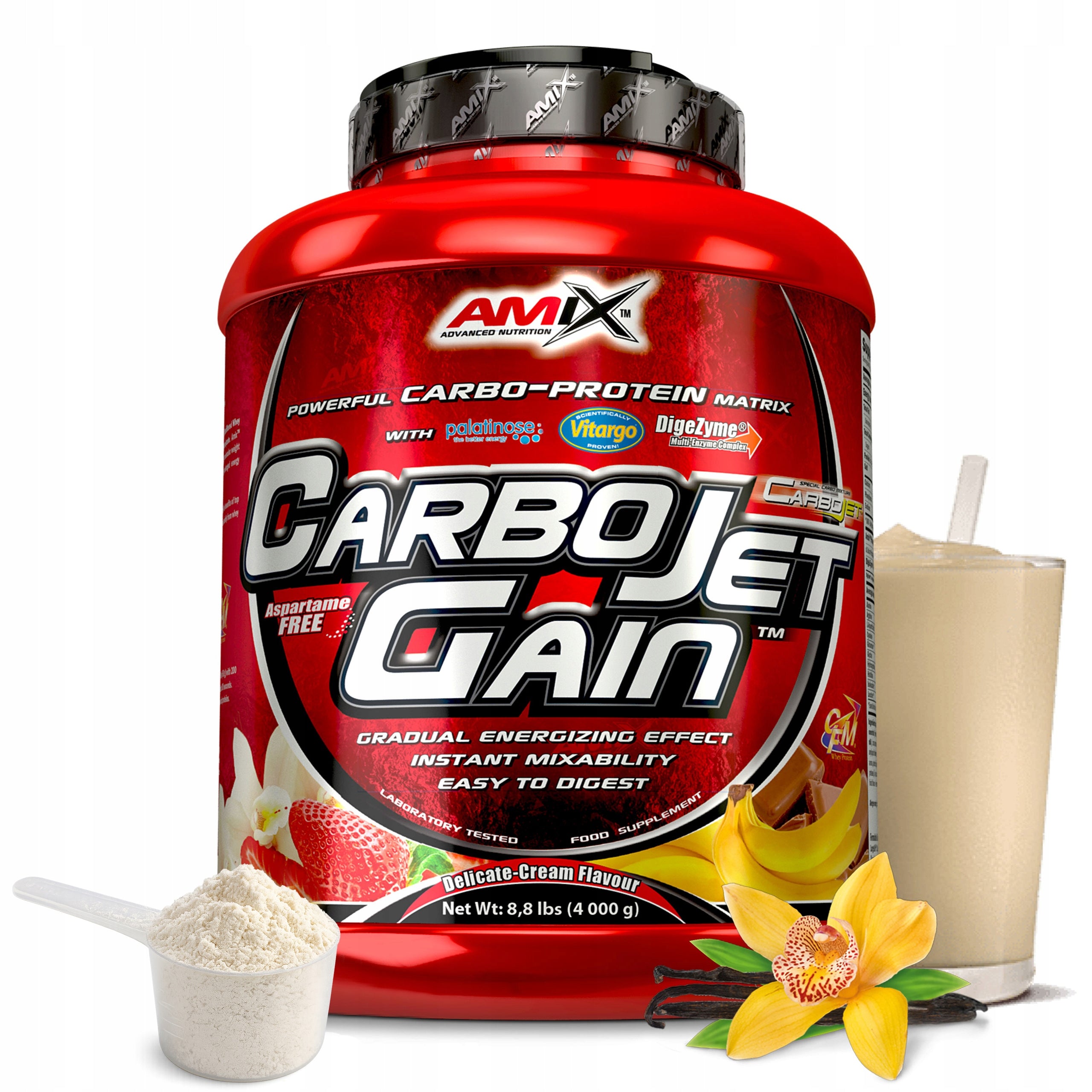 GAINERY 4kg Protein 15% + Carbohydrates Amix Carbo Jet Gain