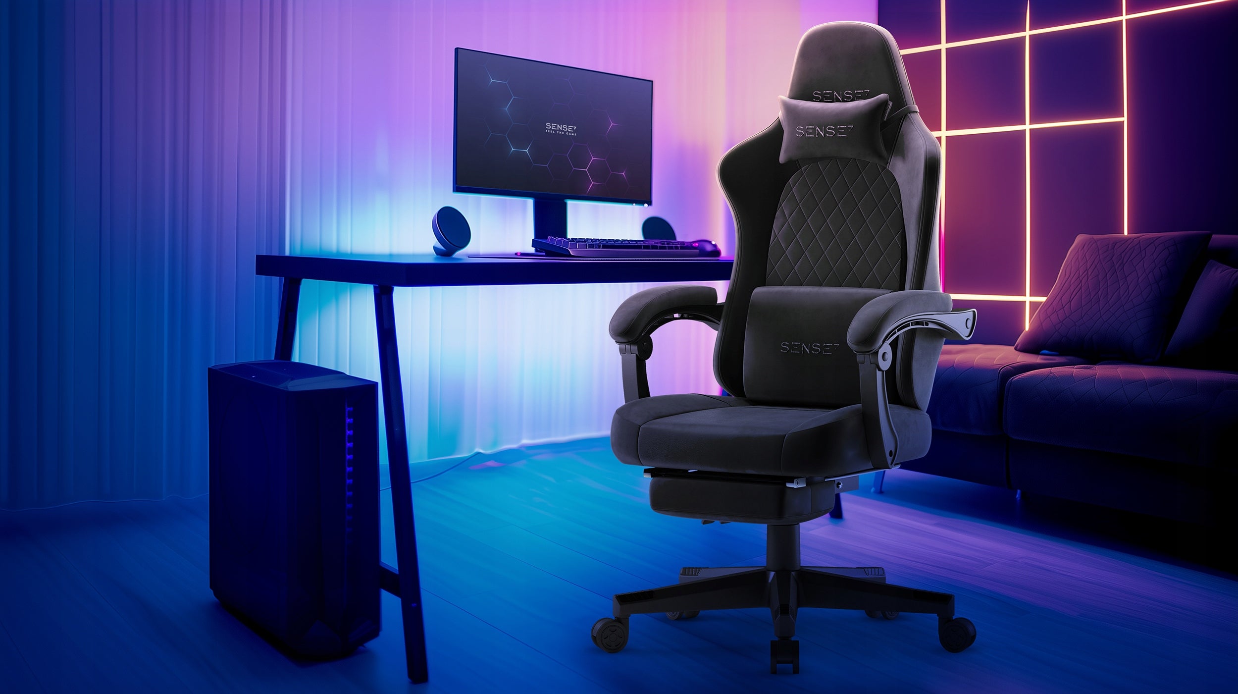 GAMING AND OFFICE CHAIR SENSE7 ROTATING COMPUTER CHAIR MATERIAL Manufacturer code FOTEL GAMINGOWY I BIUROWY SENSE7 OBROTOWY