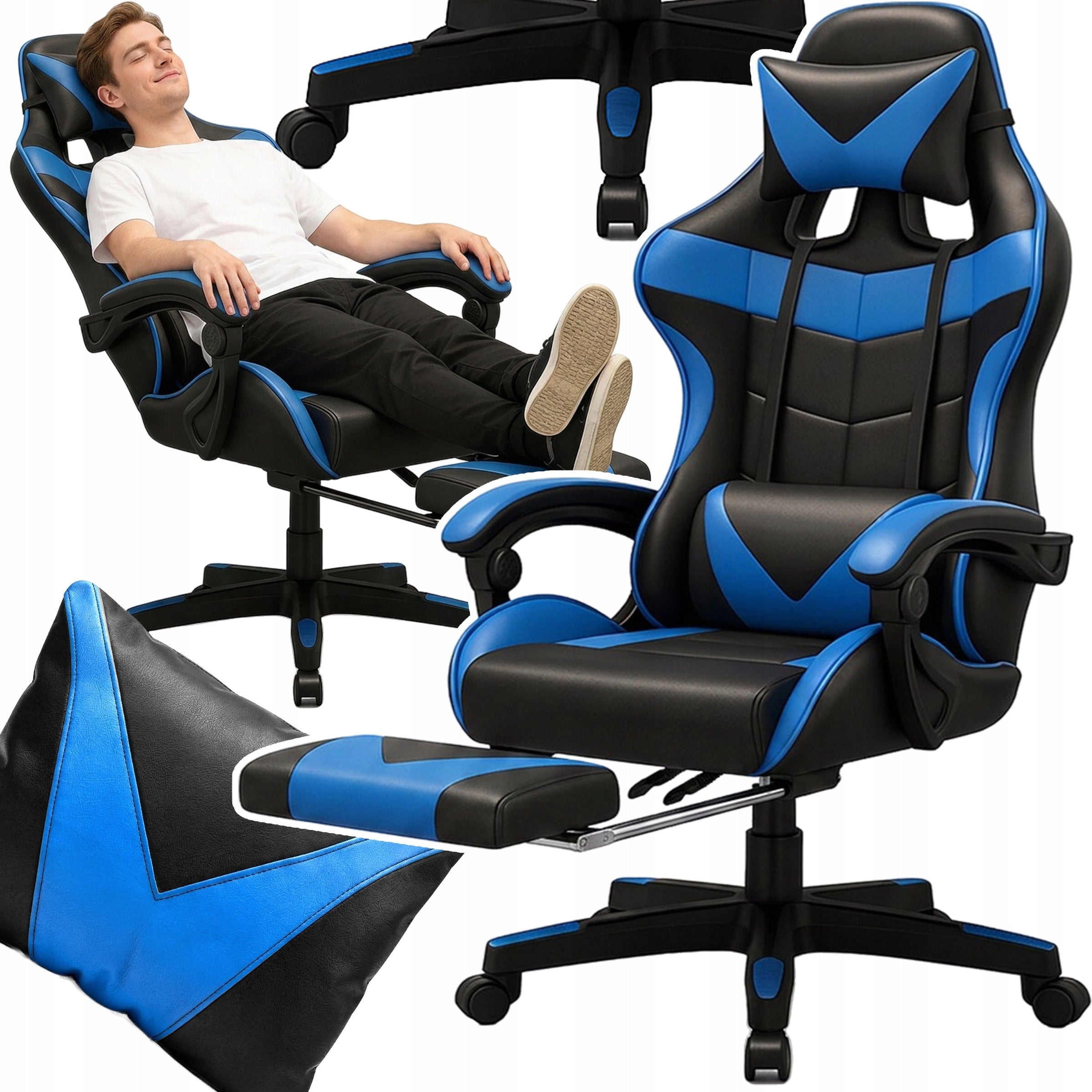 GAMING CHAIR 150 KG OFFICE SWIVEL CHAIR WITH FOOTREST FOR THE PLAYER