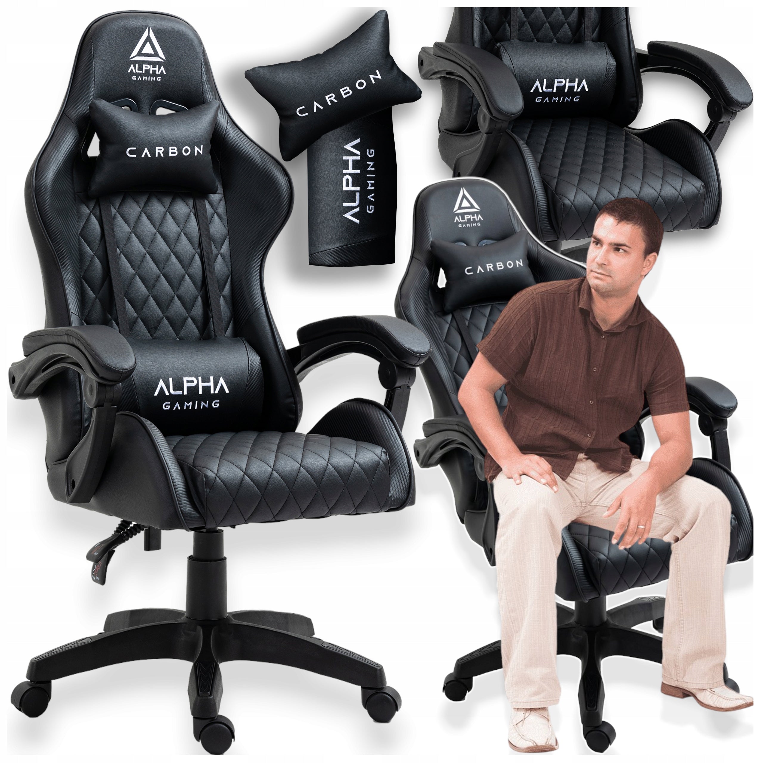 GAMING CHAIR BUCKET OFFICE SWIVEL CHAIR ALPHA GAMING BLACK