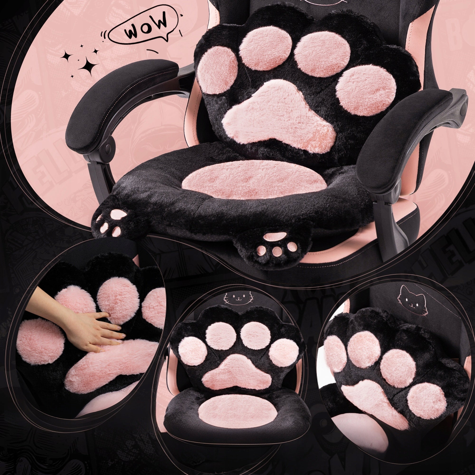 GAMING CHAIR DOWINX CAT SWIVEL EARS WITH FOOTREST 90 – 145°BLACK AND PINK Brand no brand