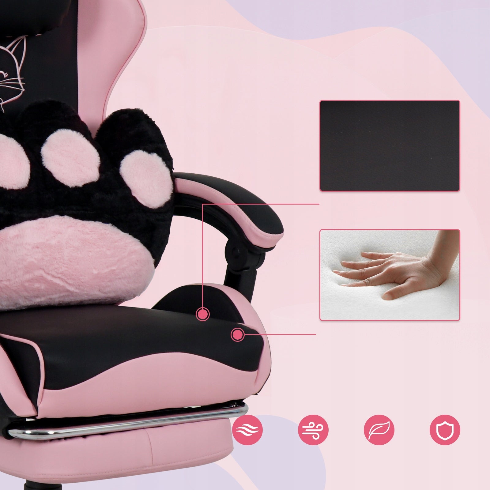 GAMING CHAIR ELECWISH OFFICE CHAIR SWIVEL CAT PILLOW Brand Elecwish