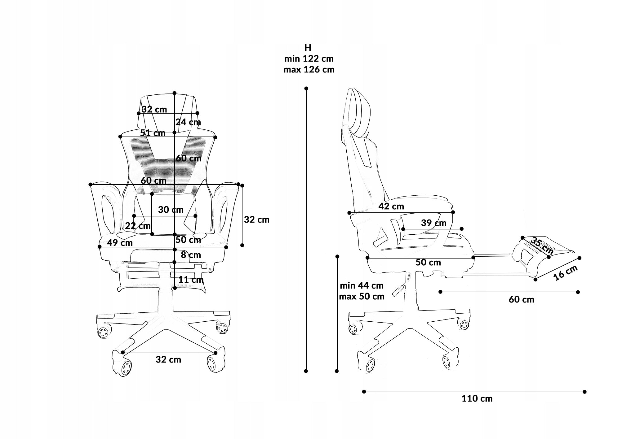 GAMING CHAIR FOR GAMERS OFFICE COMPUTER SWIVEL FOOTREST KG100 BLUE Manufacturer code 5.90.20221