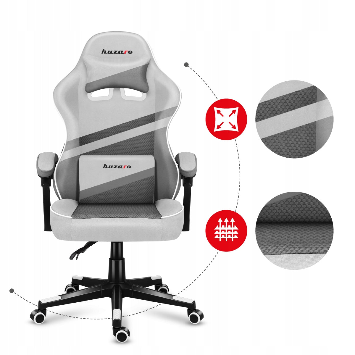 GAMING CHAIR FOR GAMING DESK ROTARY PLAYER WHITE Brand Huzaro
