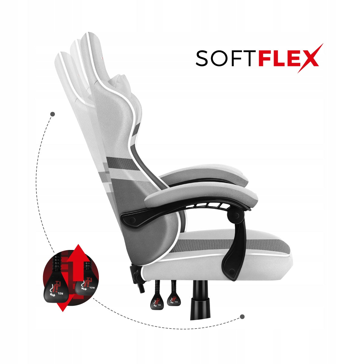 GAMING CHAIR FOR GAMING DESK ROTARY PLAYER WHITE Manufacturer code HZ-FORCE 4.4 White Mesh