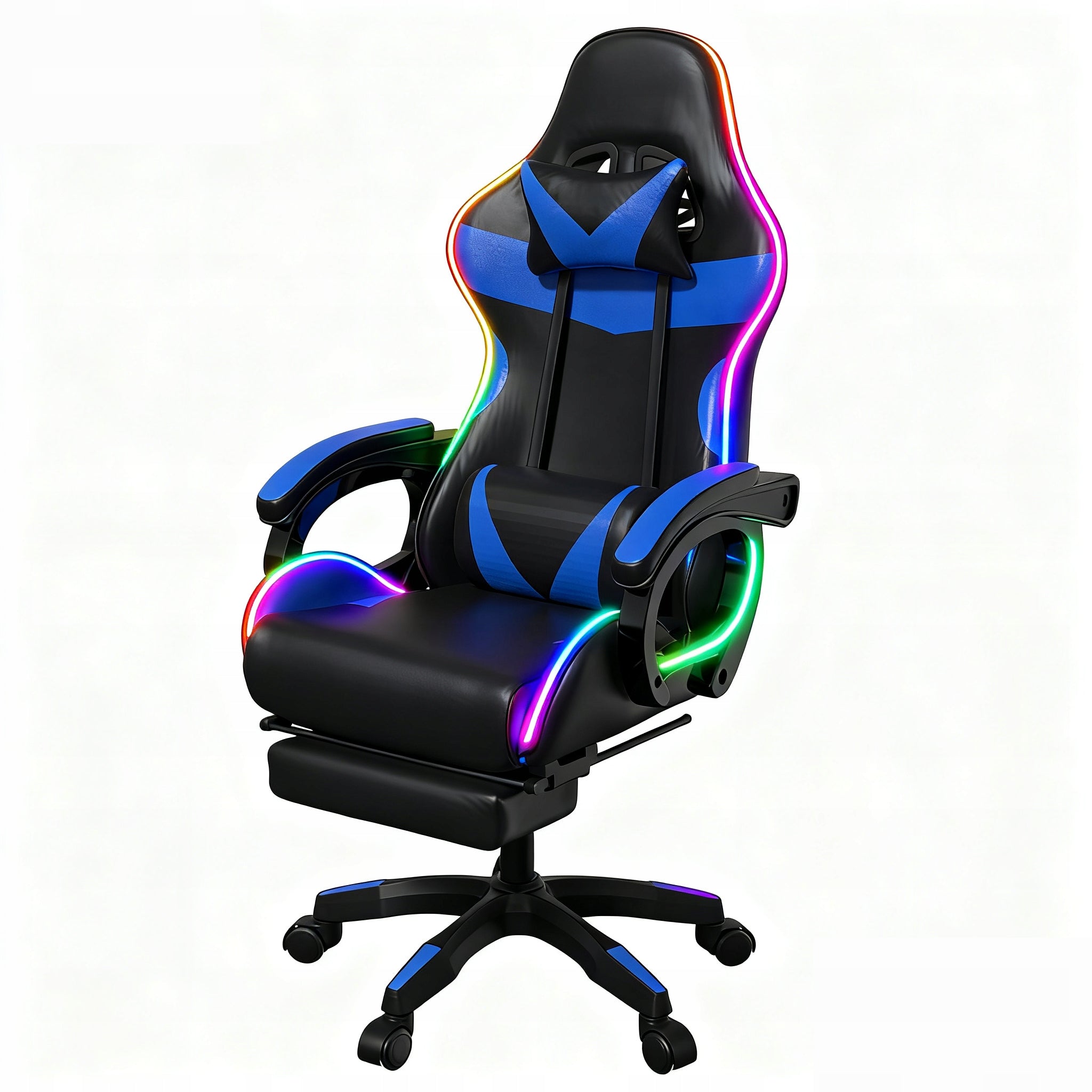 GAMING CHAIR FOR PLAYER OFFICE CHAIR FOOTREST + MASSAGE + LED + REMOTE CONTROL Furniture depth 60 cm