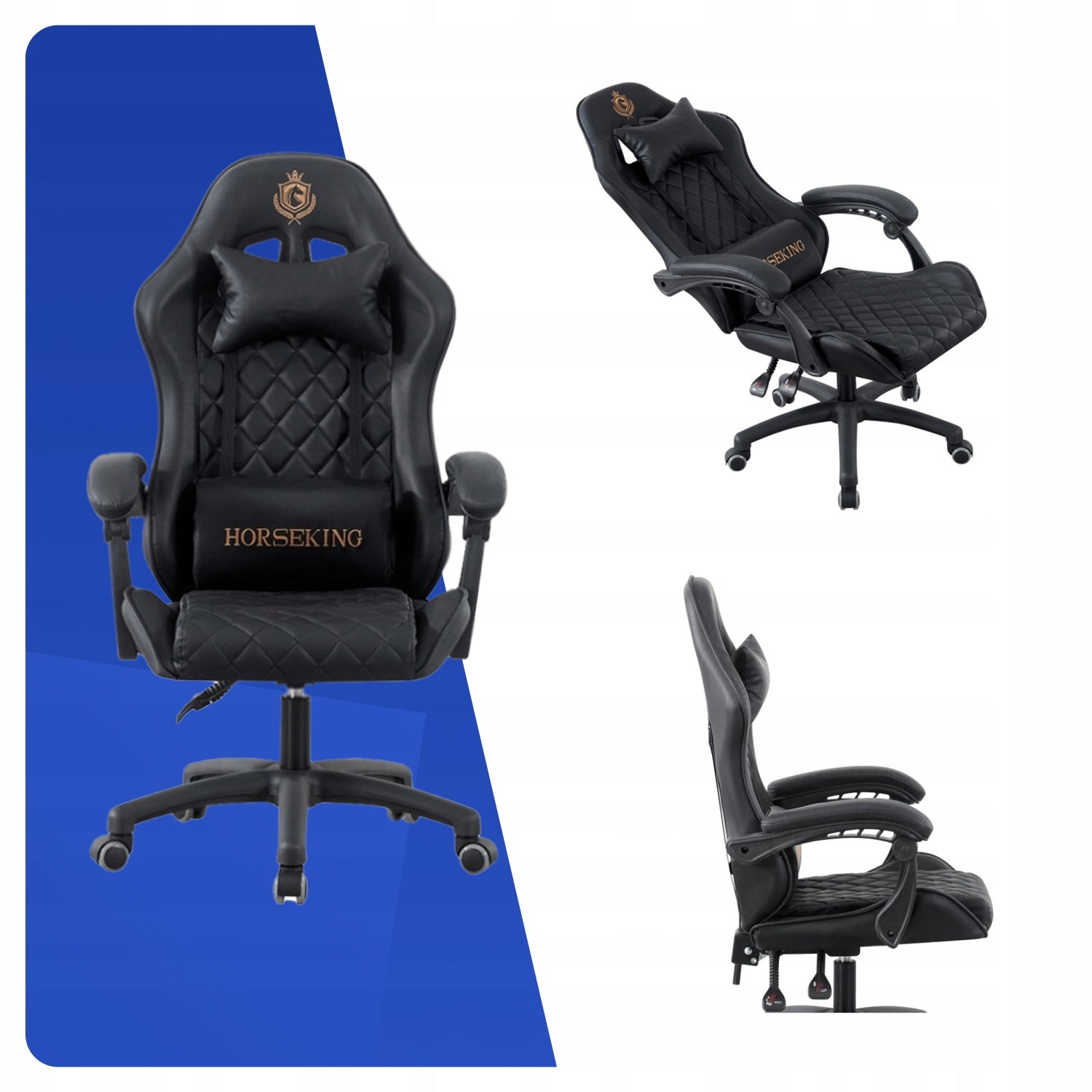 GAMING CHAIR HORSEKING WITH SWIVEL FOOTREST FOR PLAYING CHAIR MS99 BLACK Maximum seat height 47 cm