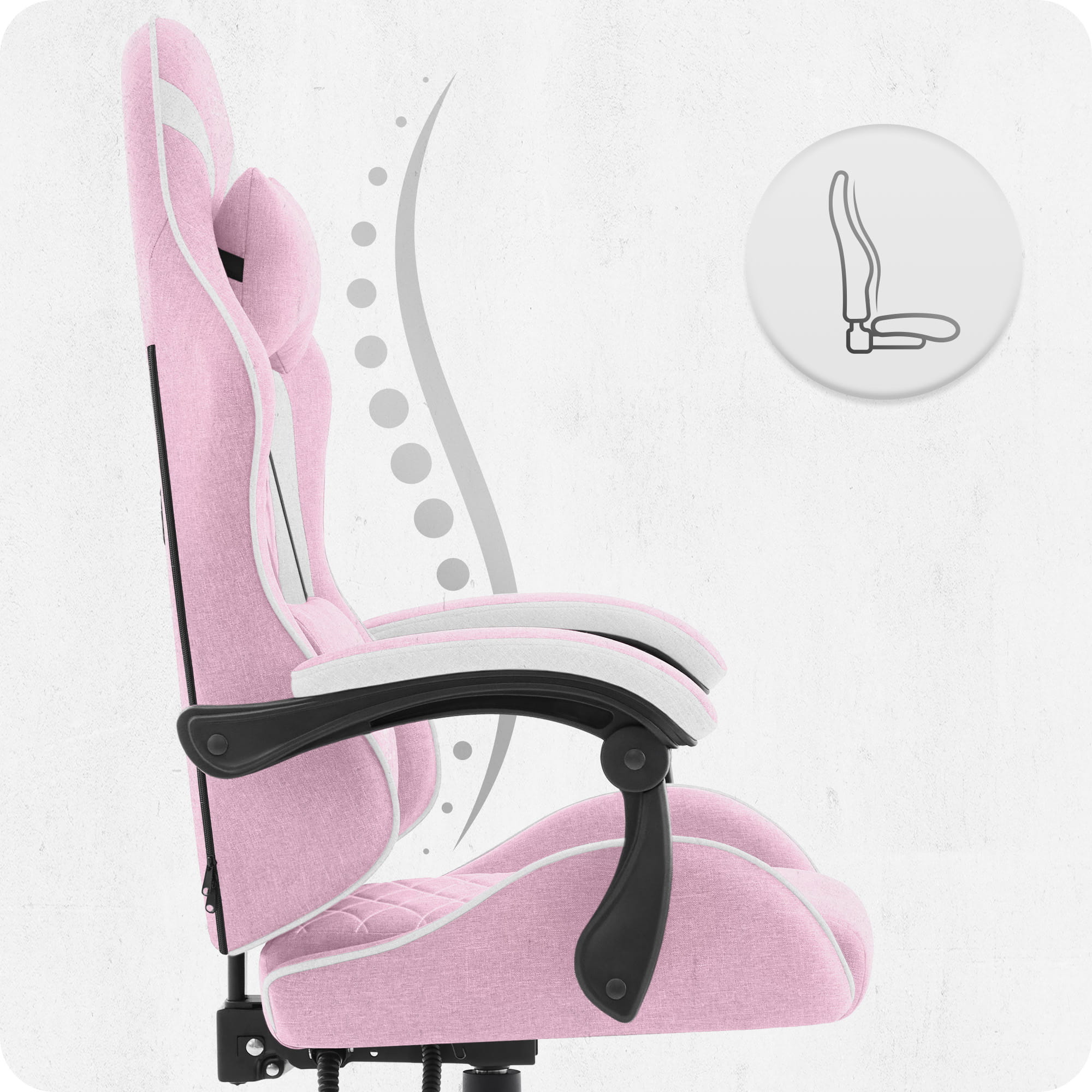 GAMING CHAIR MATERIAL CABRO C500 PINK WHITE FABRIC Furniture height 136 cm