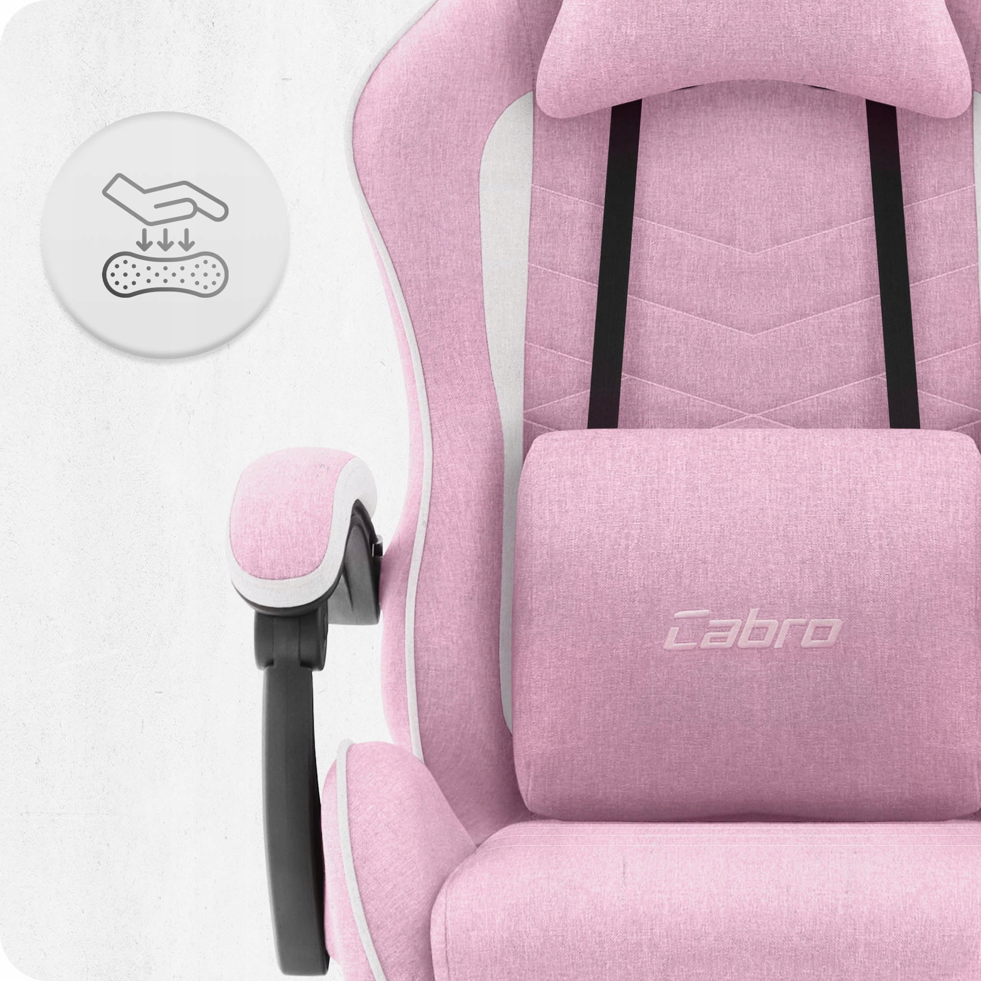 GAMING CHAIR MATERIAL CABRO C500 PINK WHITE FABRIC Furniture width 65 cm
