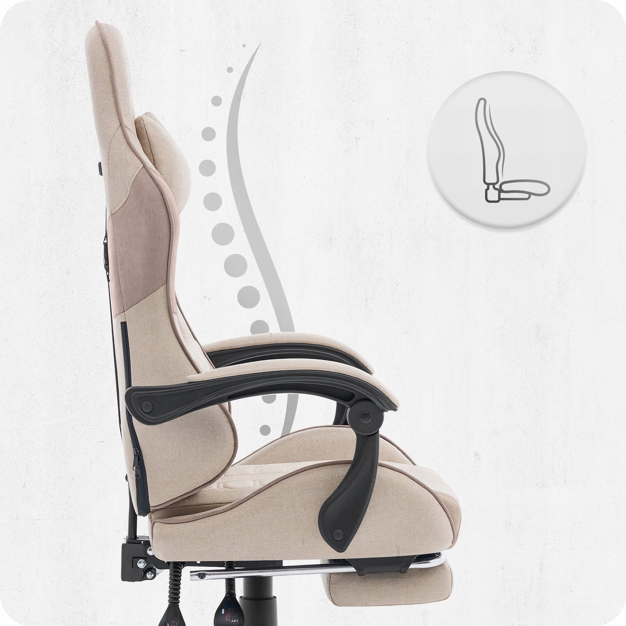 GAMING CHAIR MATERIAL CABRO C501 BEIGE FABRIC Furniture depth 65 cm