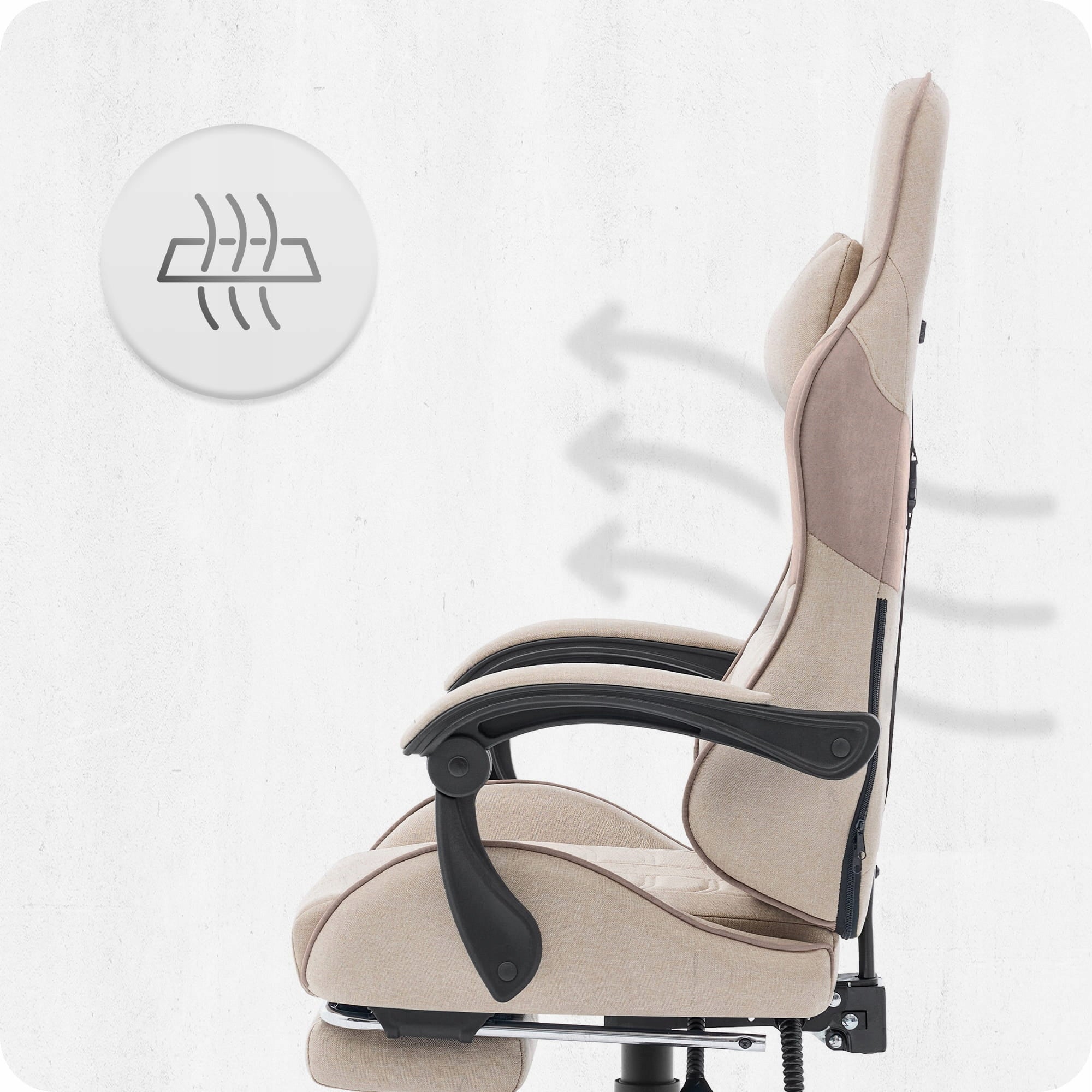 GAMING CHAIR MATERIAL CABRO C501 BEIGE FABRIC Furniture height 125 cm