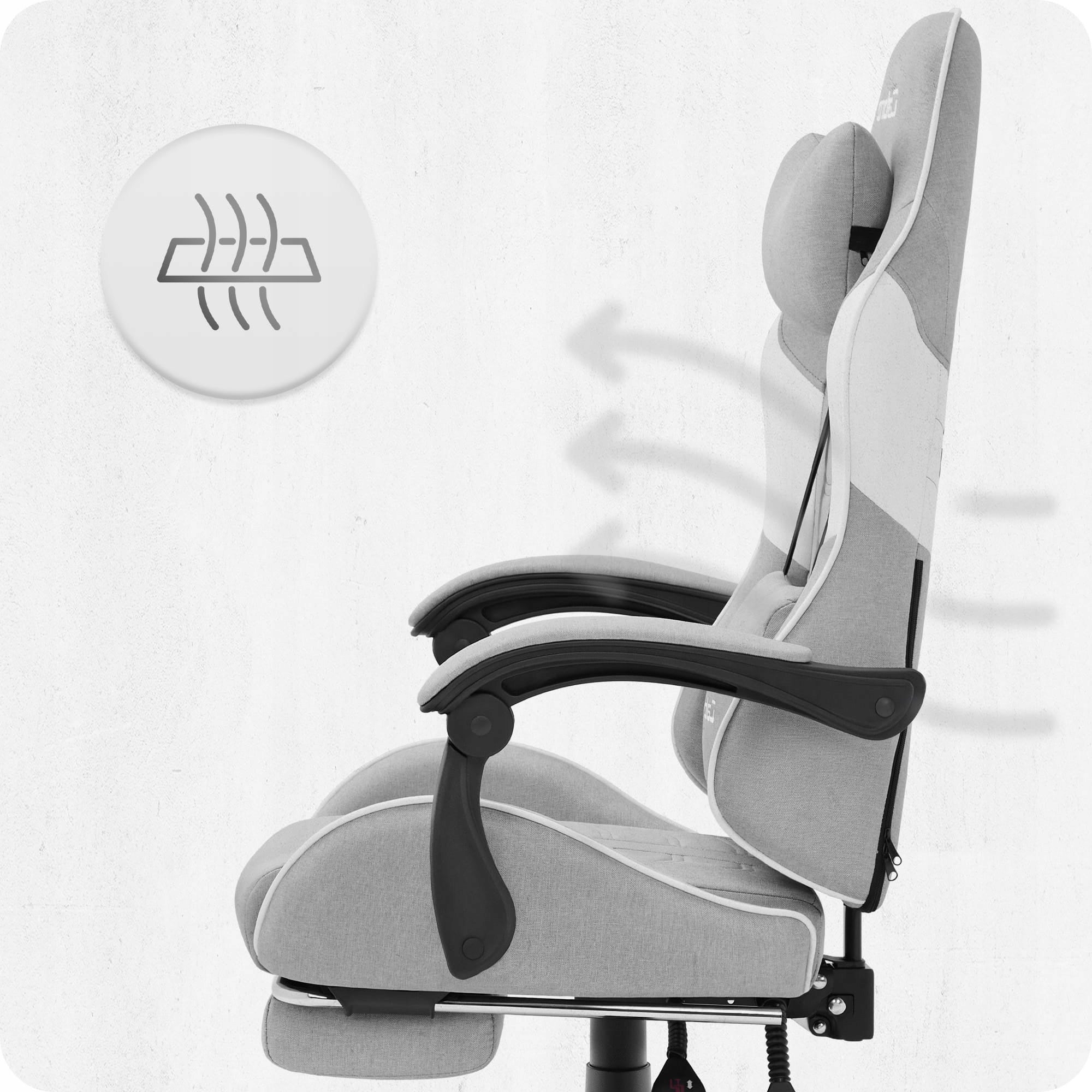 GAMING CHAIR MATERIAL CABRO C501 GREY FABRIC Furniture height 125 cm