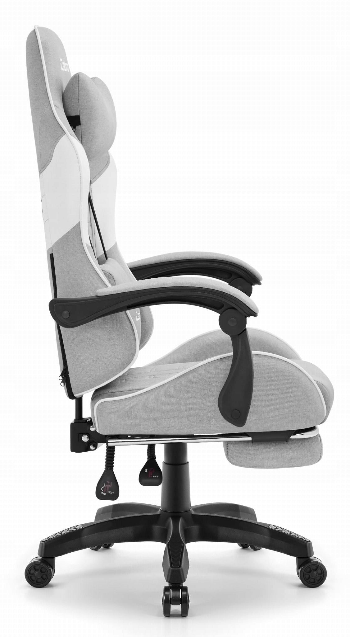 GAMING CHAIR MATERIAL CABRO C501 GREY FABRIC Model C501 Szaro- biały