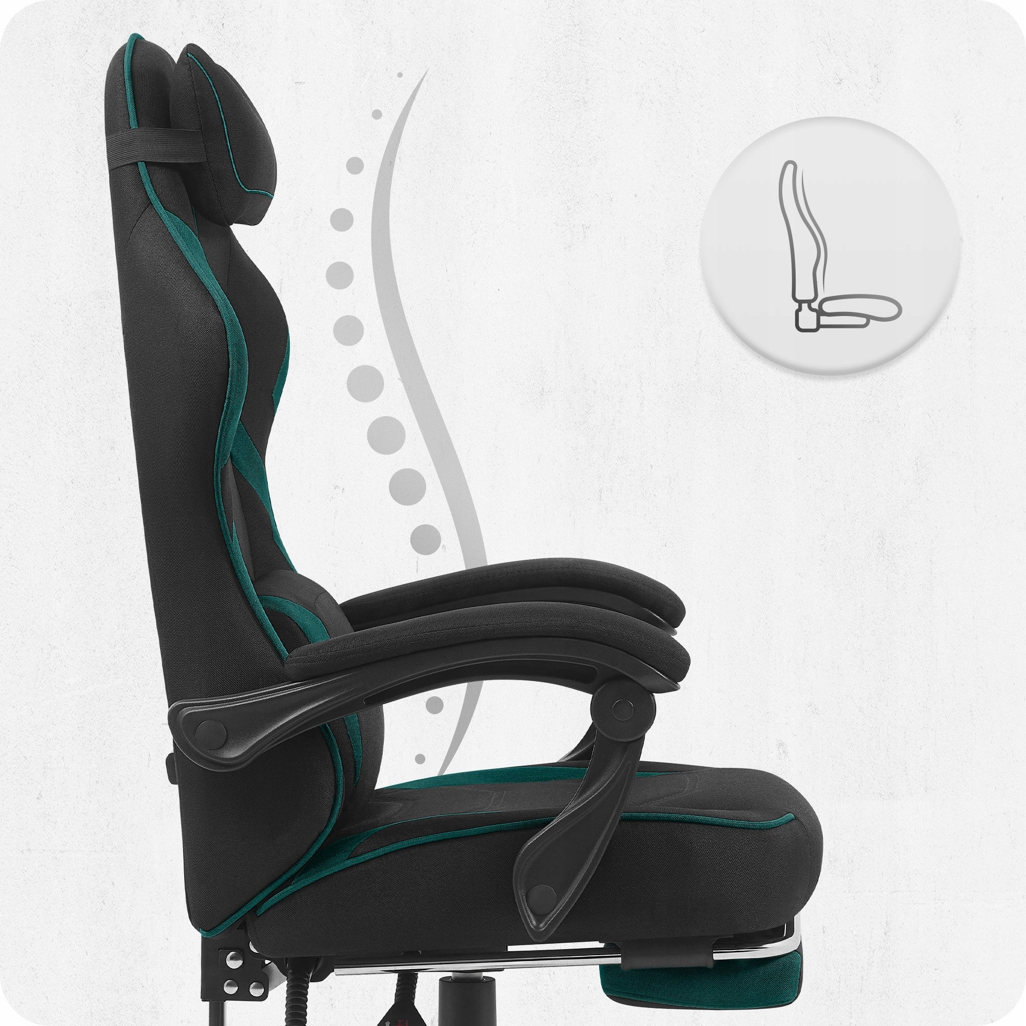 GAMING CHAIR MATERIAL CABRO C502 BLACK GREEN FABRIC Furniture height 125 cm