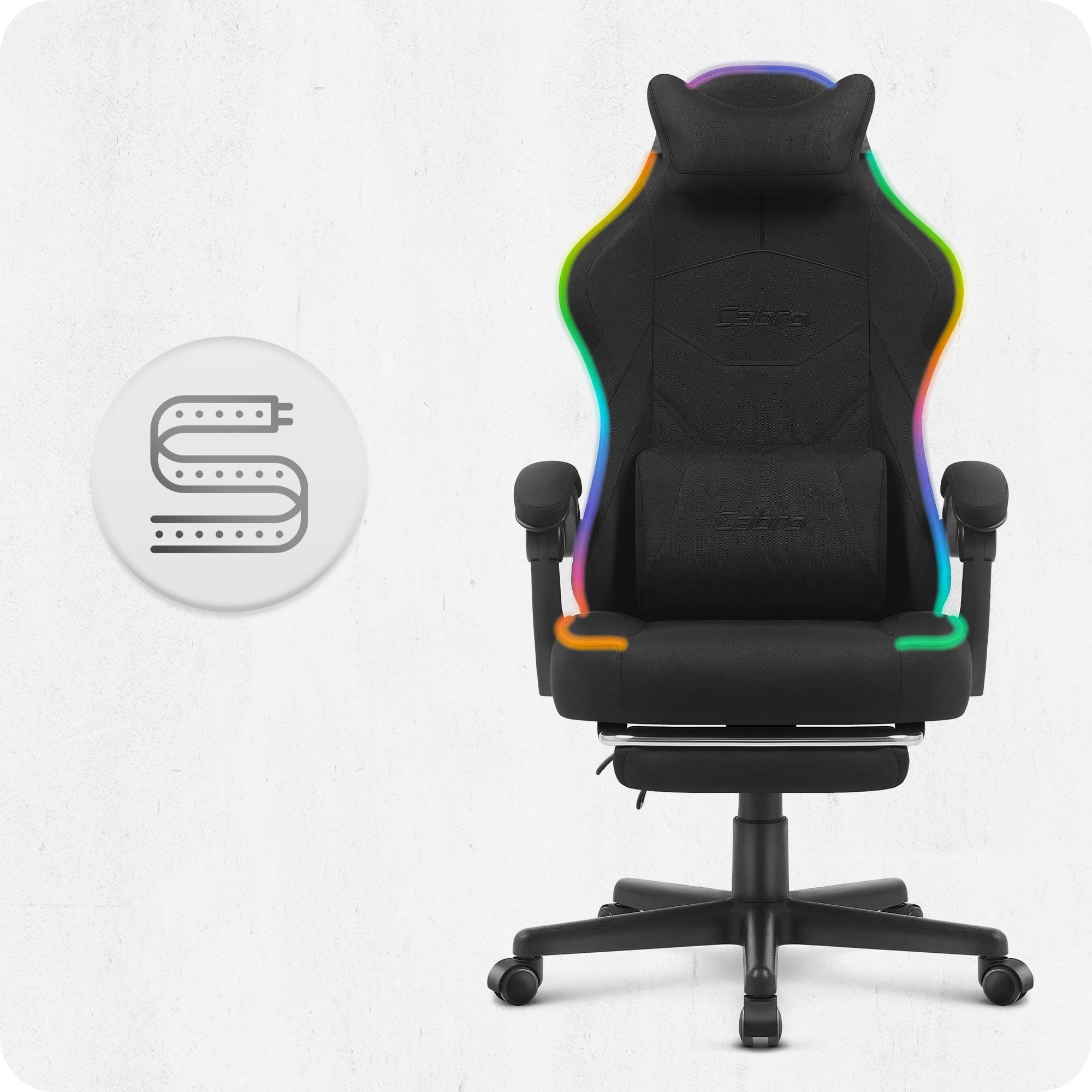 GAMING CHAIR MATERIAL CABRO C502 BLACK LED RGB FABRIC Brand no brand