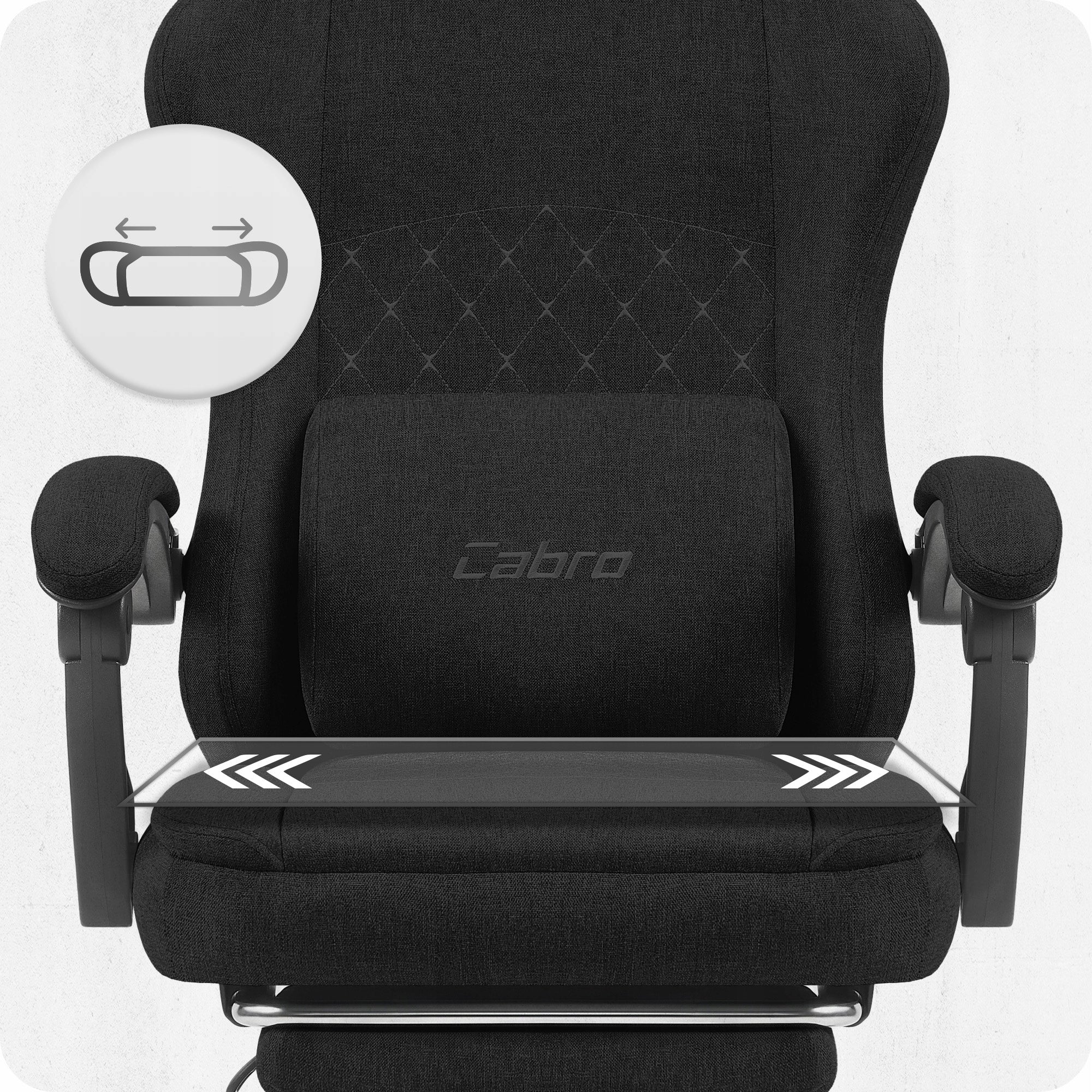 GAMING CHAIR MATERIAL CABRO C503 BLACK FABRIC Furniture height 125 cm
