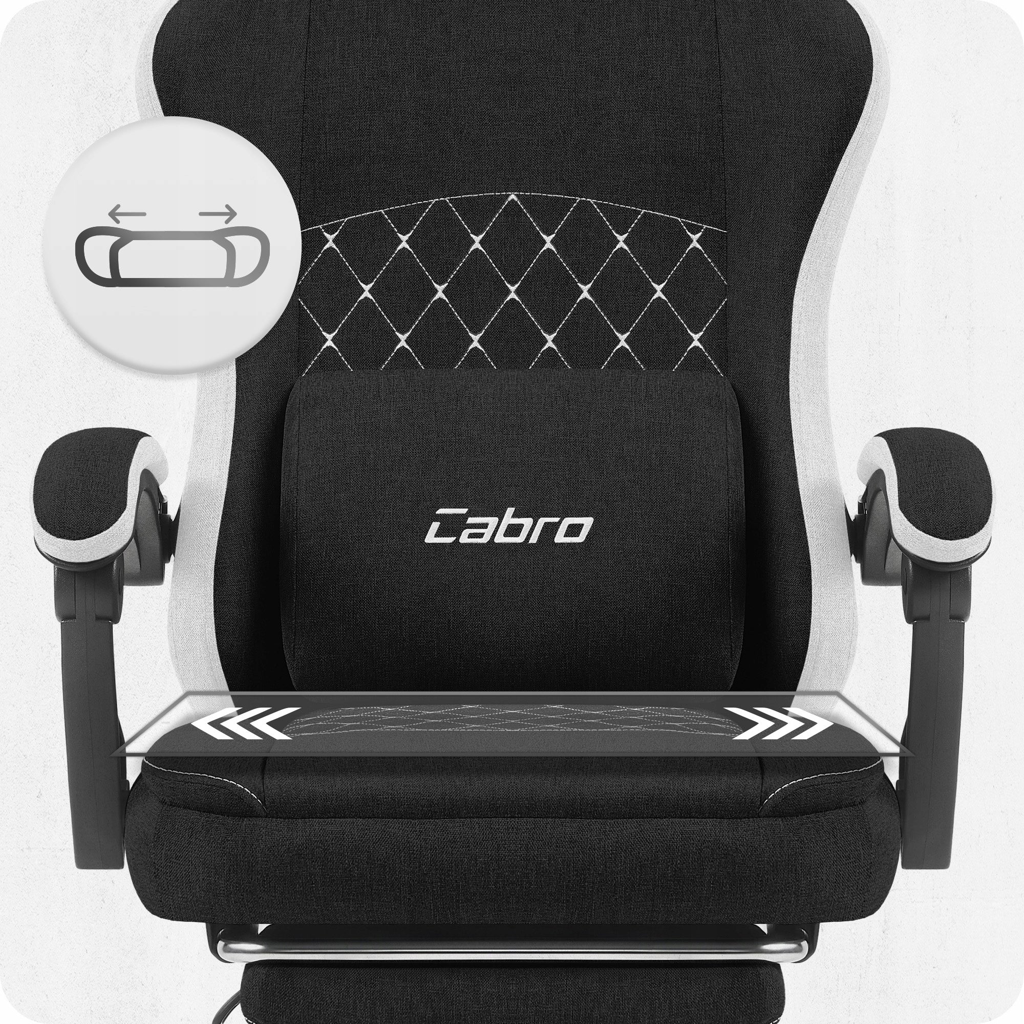 GAMING CHAIR MATERIAL CABRO C503 BLACK WHITE FABRIC Packaging status original