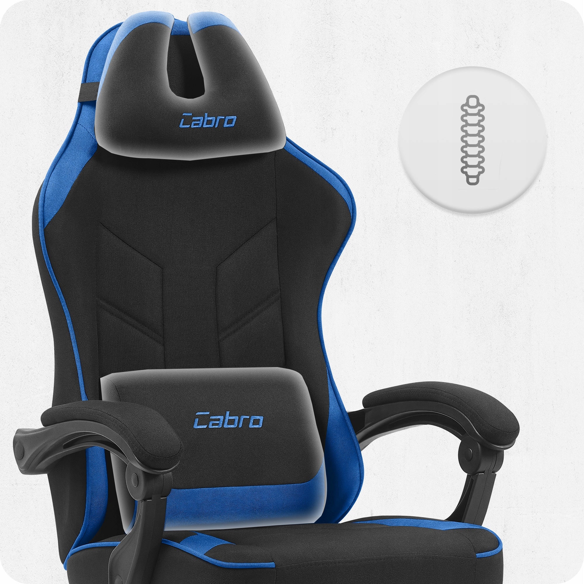 GAMING CHAIR MATERIAL CABRO C504 BLACK BLUE FABRIC Furniture height 125 cm
