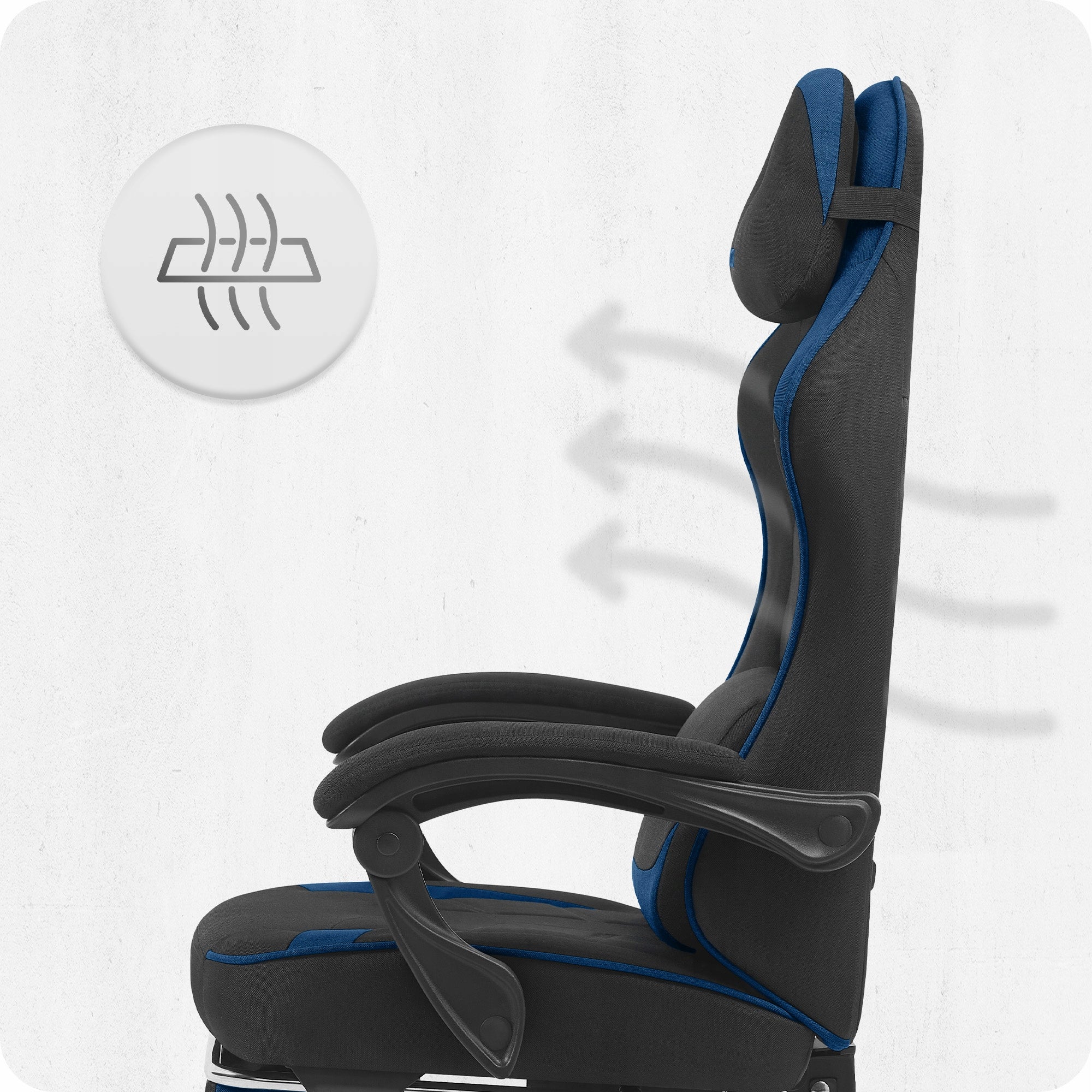 GAMING CHAIR MATERIAL CABRO C504 BLACK BLUE FABRIC Furniture width 60 cm