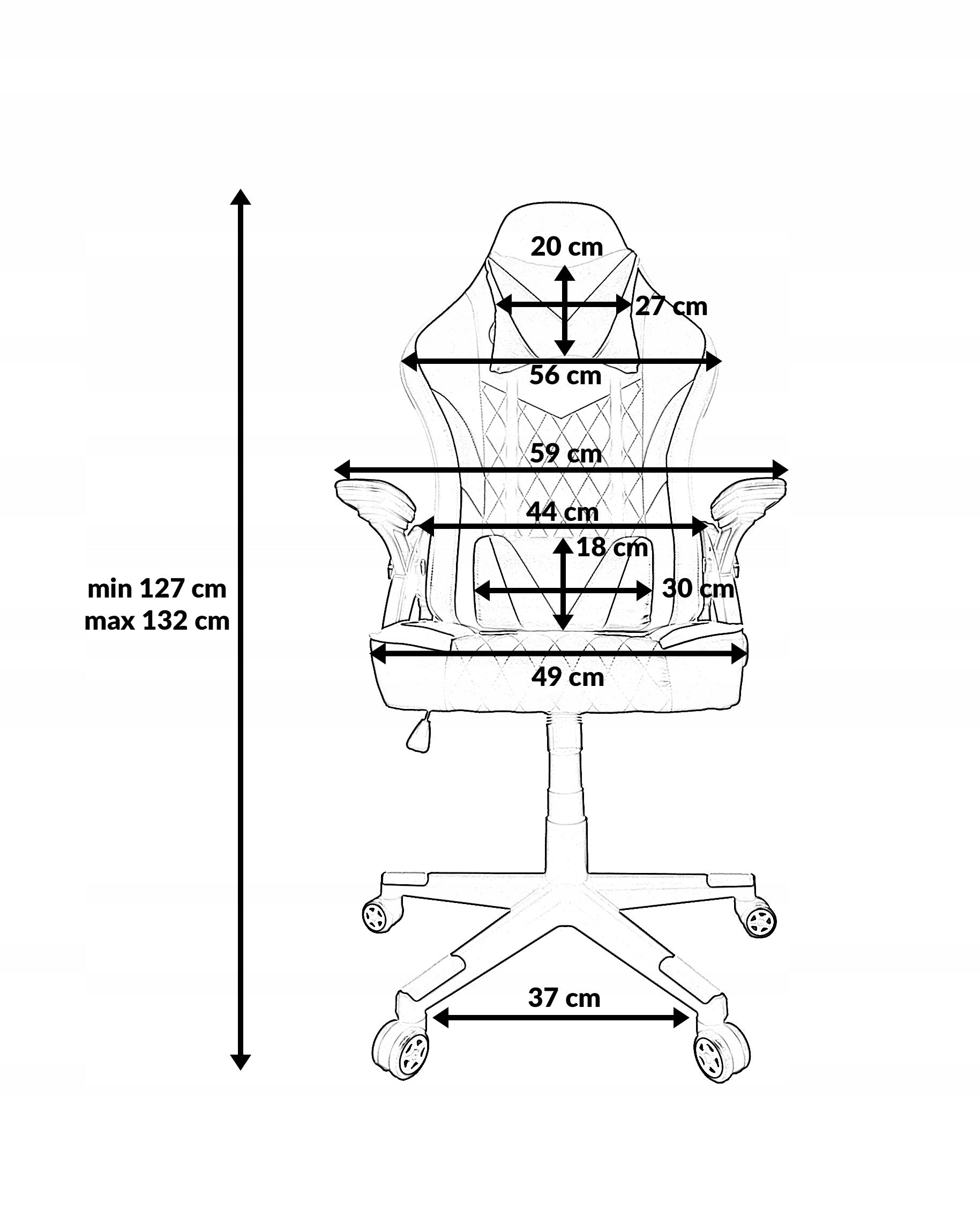 GAMING CHAIR OFFICE CHAIR SWIVEL ADJUSTABLE ARMRESTS PLAYER KG106 Furniture depth 60 cm