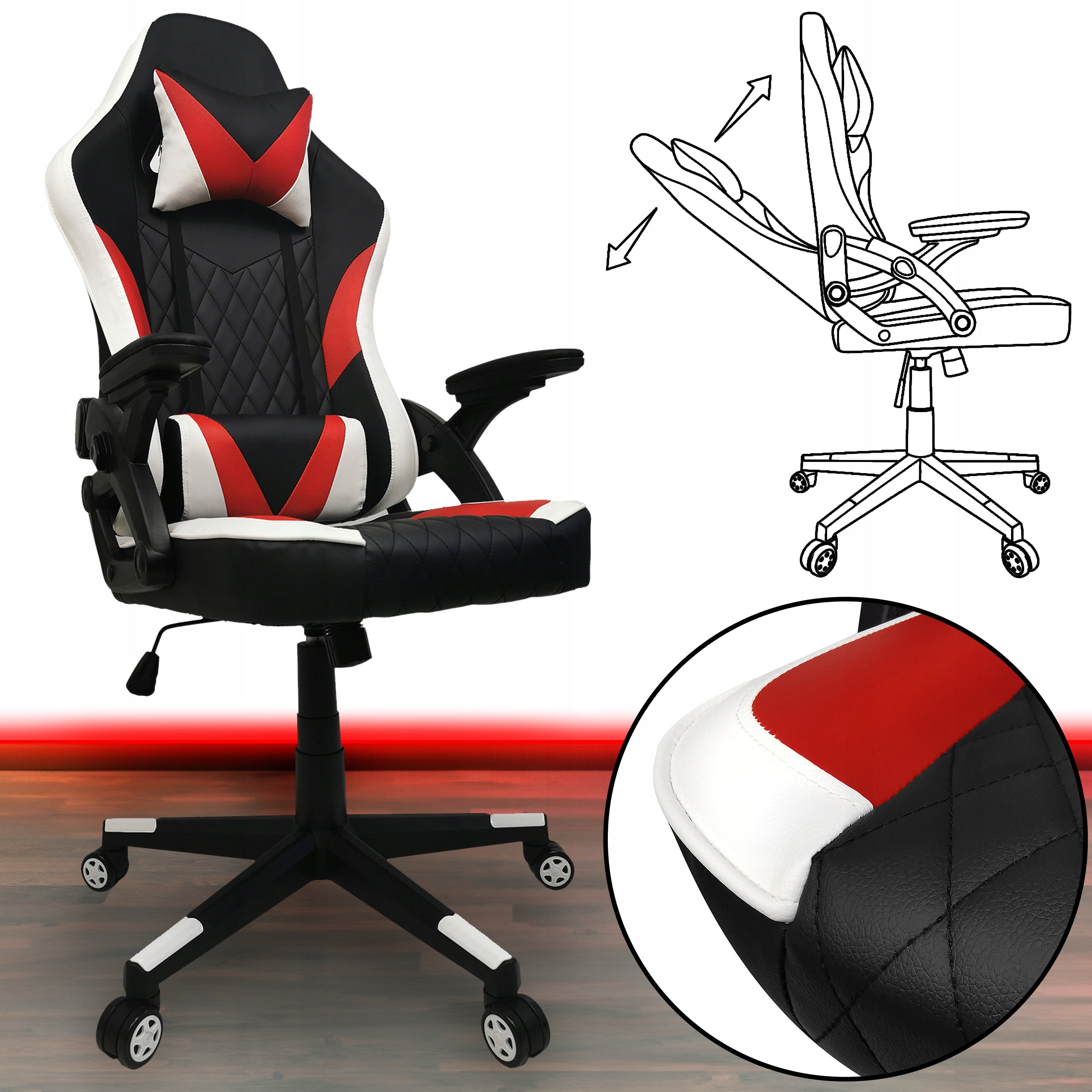 GAMING CHAIR OFFICE CHAIR SWIVEL ADJUSTABLE ARMRESTS PLAYER KG106 Packaging status original