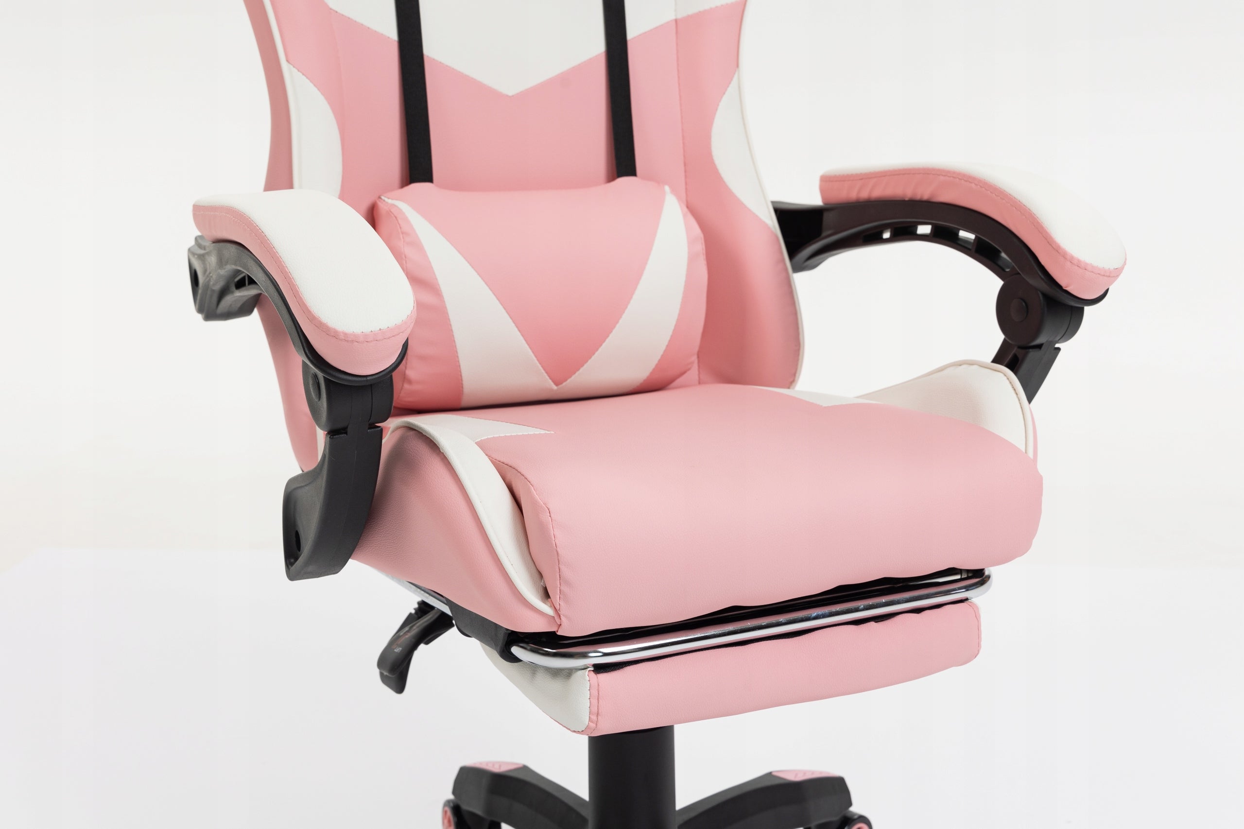 GAMING CHAIR OFFICE SWIVEL GAMING CHAIR FAUX LEATHER PINK AND WHITE Brand Pegie Prestige