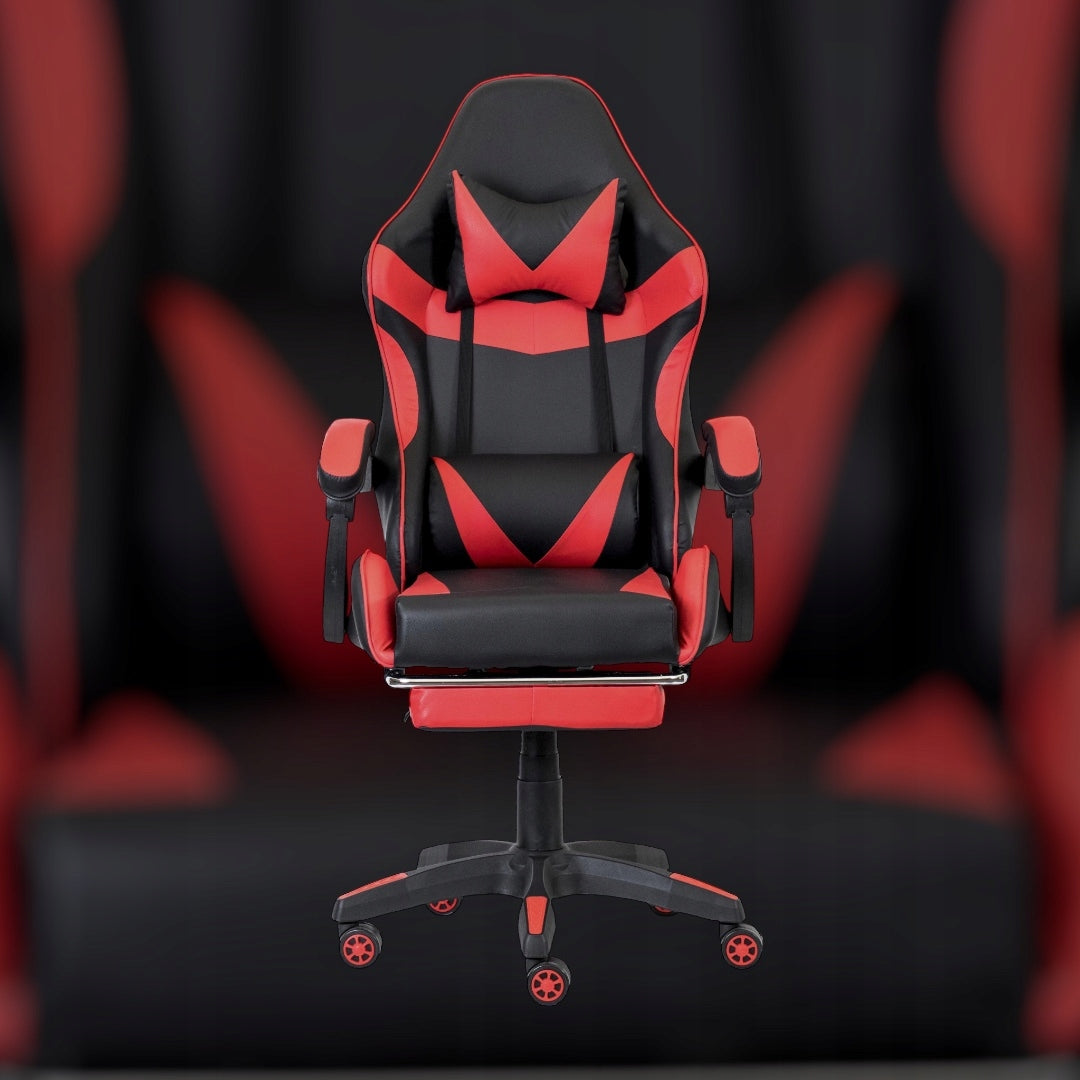GAMING CHAIR OFFICE SWIVEL GAMING CHAIR FAUX LEATHER RED Model PEGIE PRESTIGE