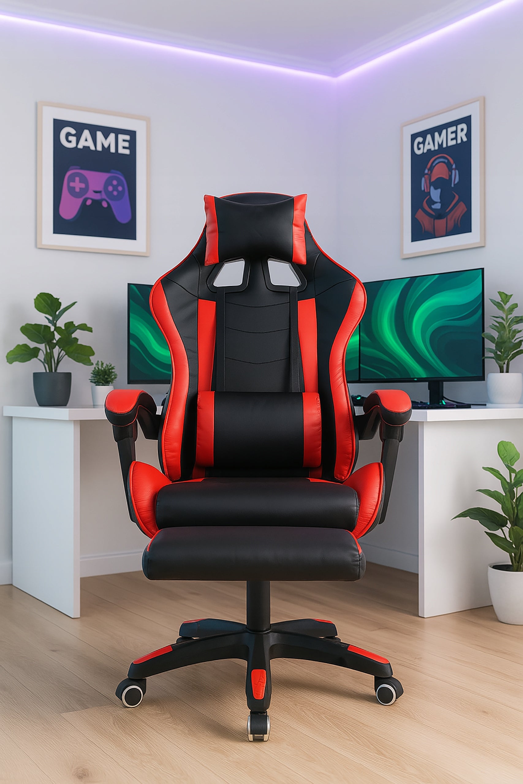 GAMING CHAIR PLAYER OFFICE COMPUTER MASSAGE FOOTREST KG104 RED Brand Kontrast
