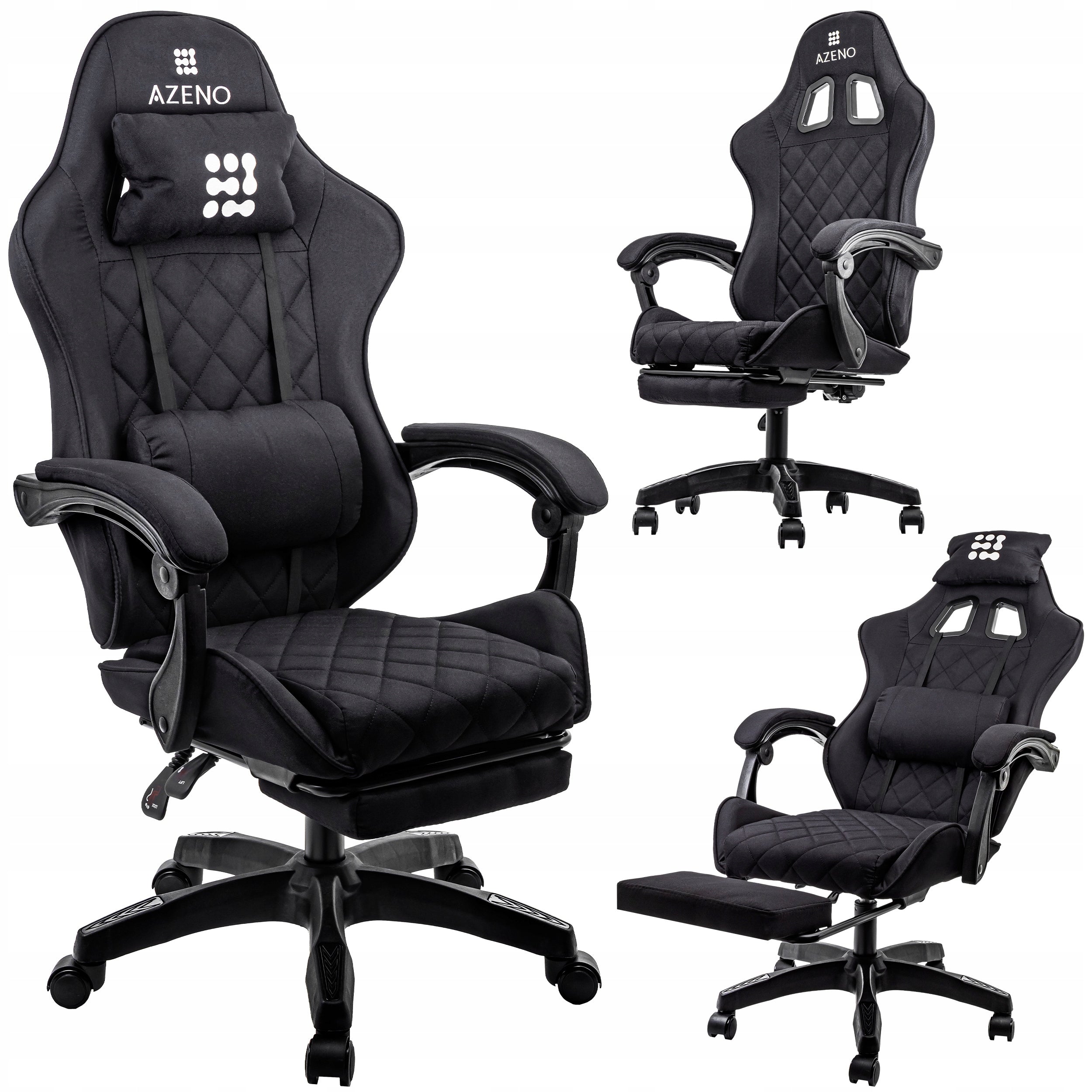 GAMING CHAIR SWIVEL DESK GAMING CHAIR WITH FOOTREST BLACK