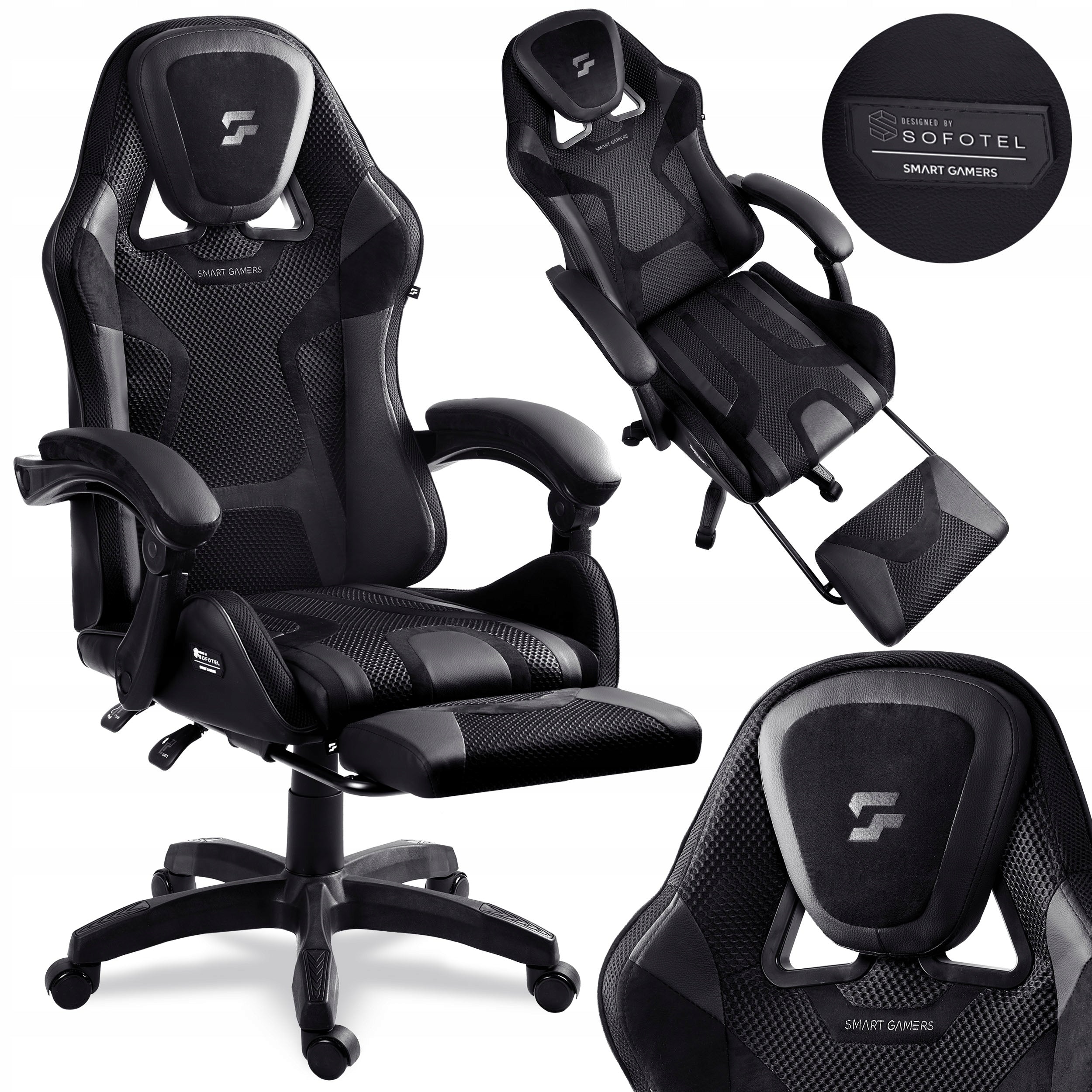 GAMING CHAIR SWIVEL GAMING CHAIR BUCKET FOOTREST