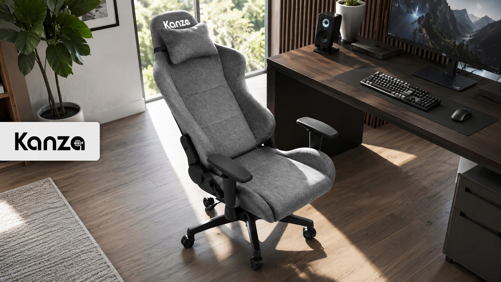 GAMING CHAIR SWIVEL GAMING CHAIR BUCKET MATERIAL GREY Packaging status original