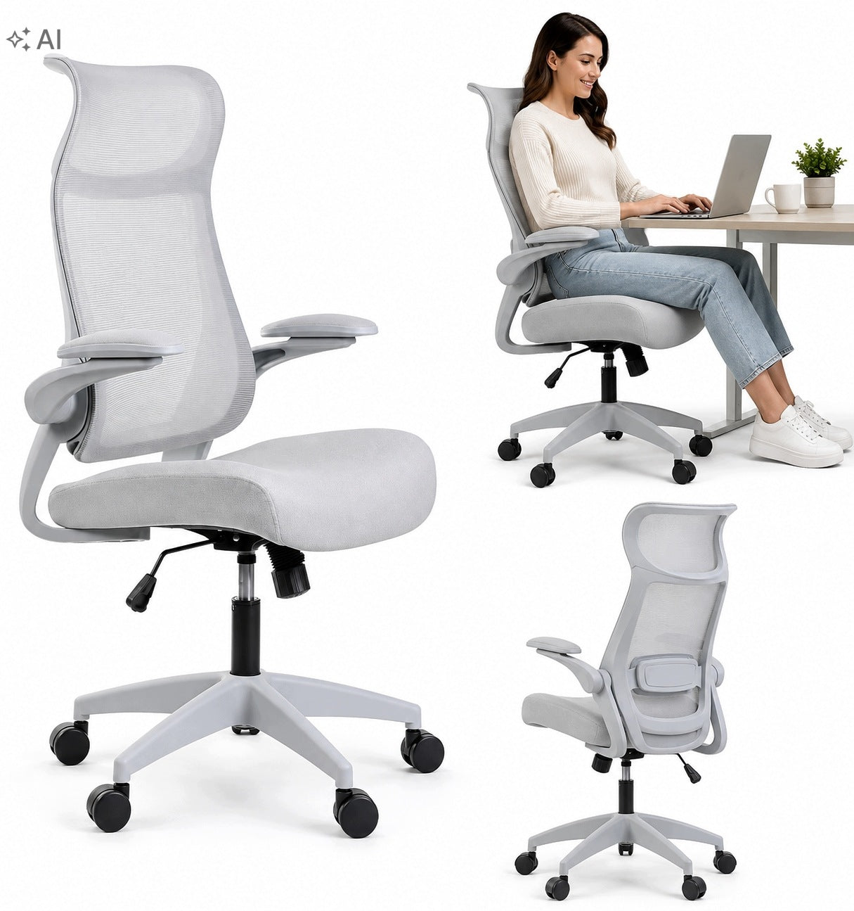 GAMING CHAIR SWIVEL OFFICE CHAIR ADJUSTABLE GREY