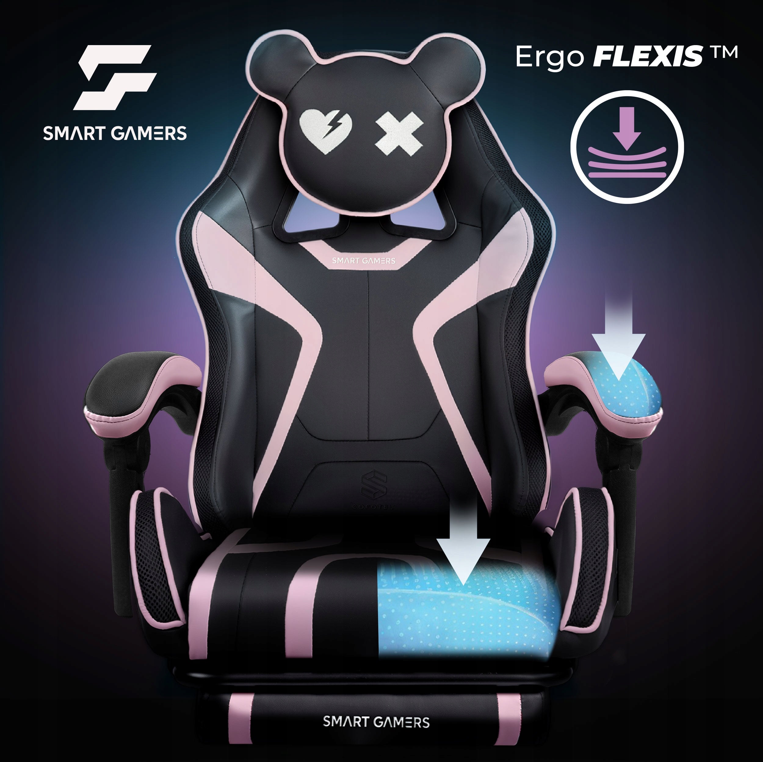 GAMING CHAIR SWIVEL PLAYER CHAIR WITH BUCKET FOOTREST Furniture depth 60 cm
