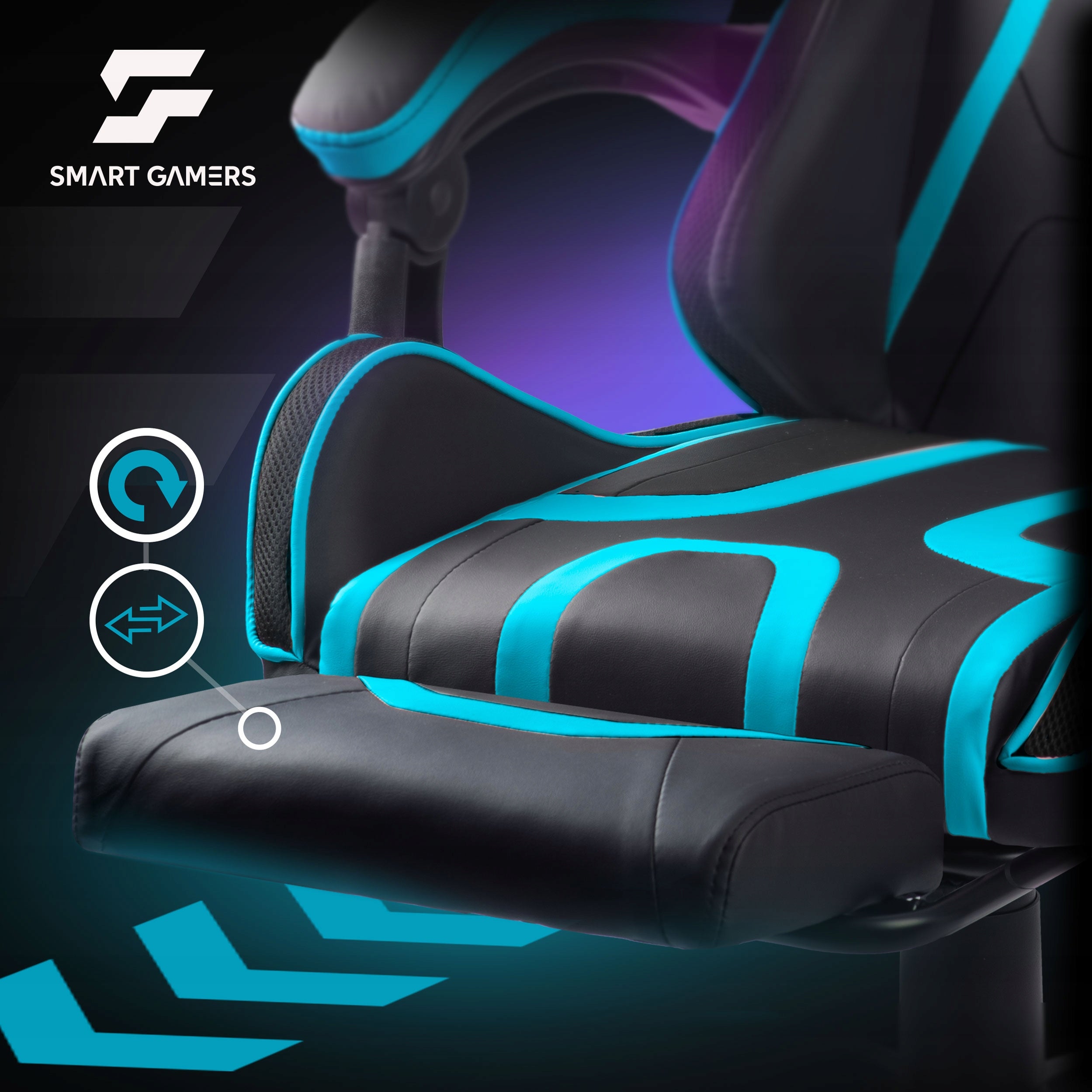 GAMING CHAIR SWIVEL PLAYER CHAIR WITH BUCKET FOOTREST Furniture width 60 cm