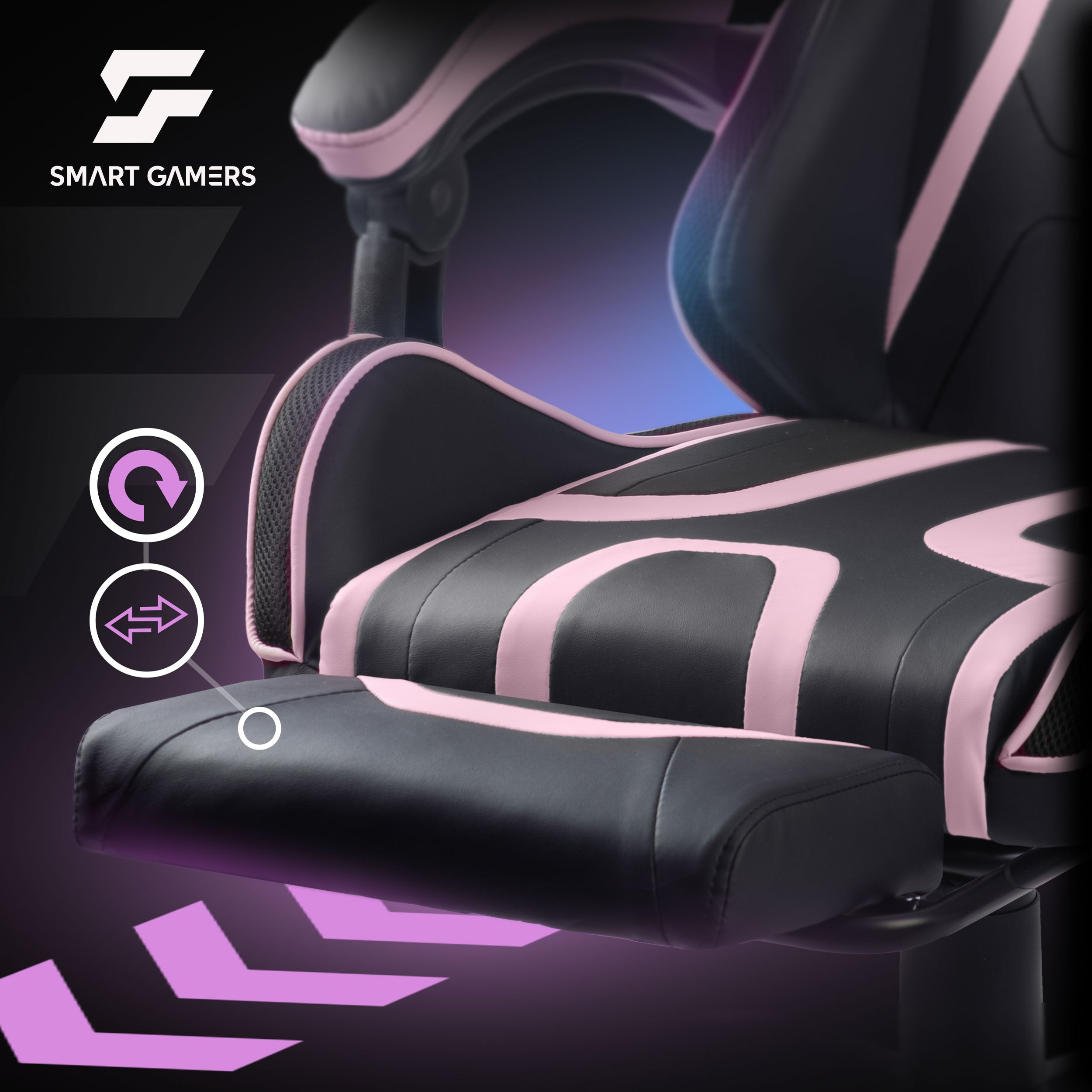 GAMING CHAIR SWIVEL PLAYER CHAIR WITH BUCKET FOOTREST Furniture width 60 cm