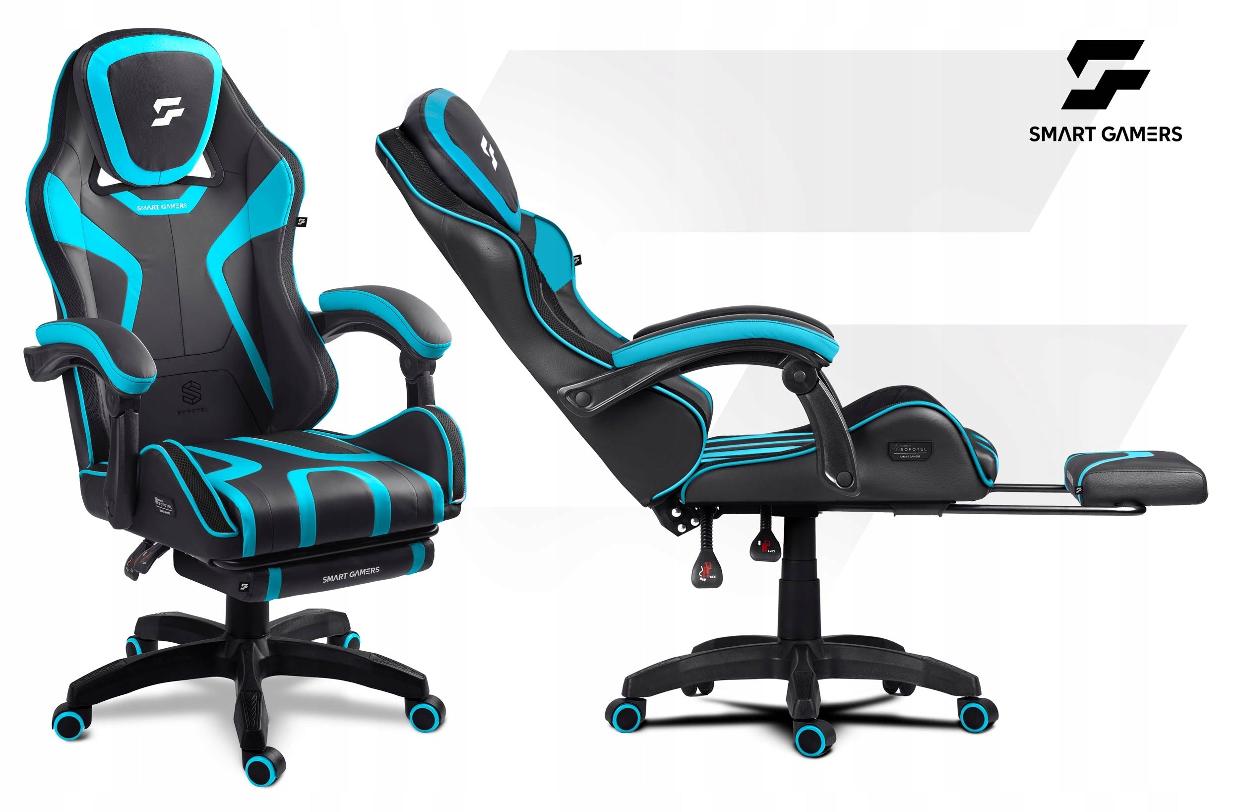 GAMING CHAIR SWIVEL PLAYER CHAIR WITH BUCKET FOOTREST Packaging status original