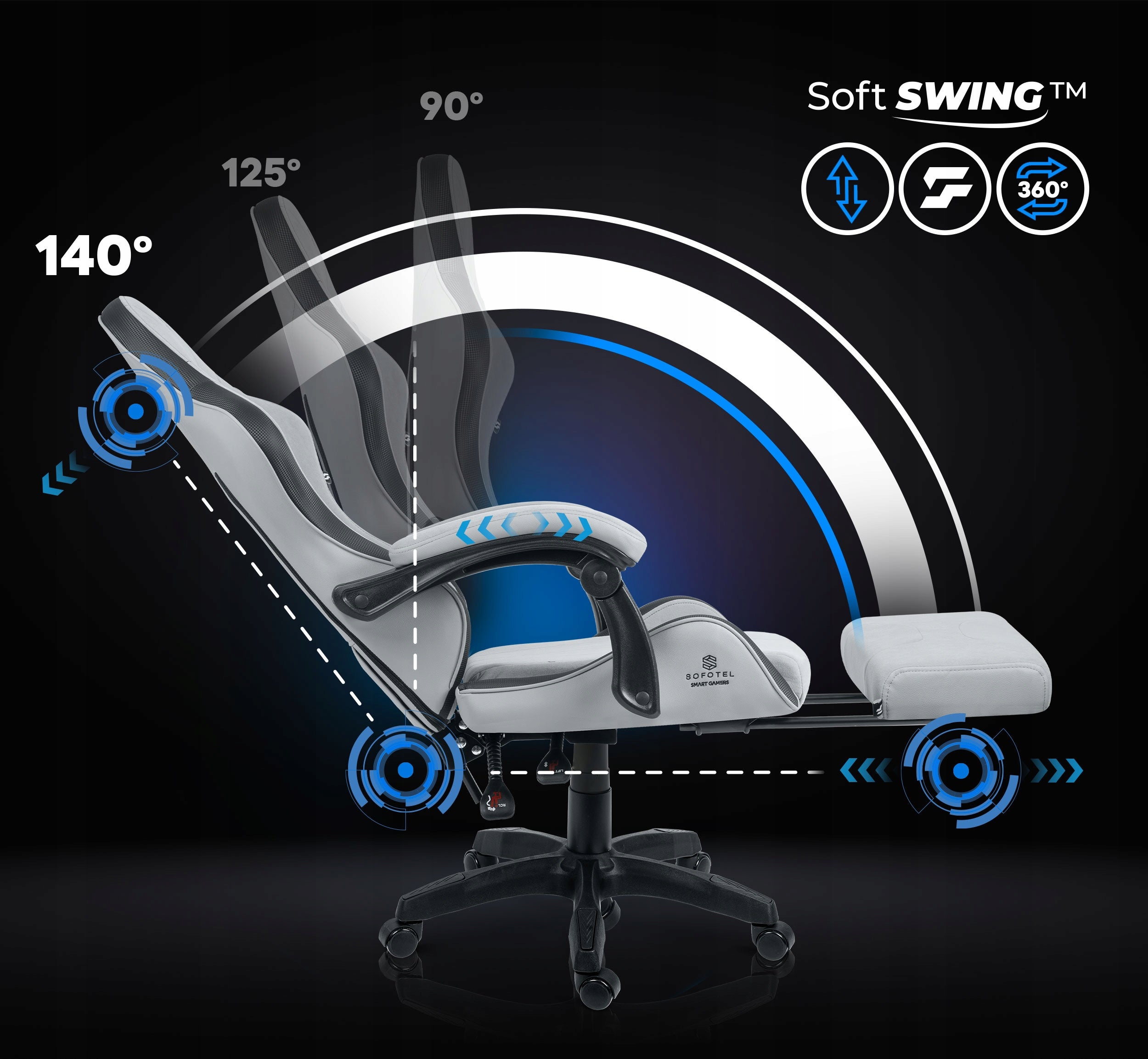 GAMING CHAIR SWIVEL PLAYER CHAIR WITH OFFICE BUCKET FOOTREST Brand Sofotel