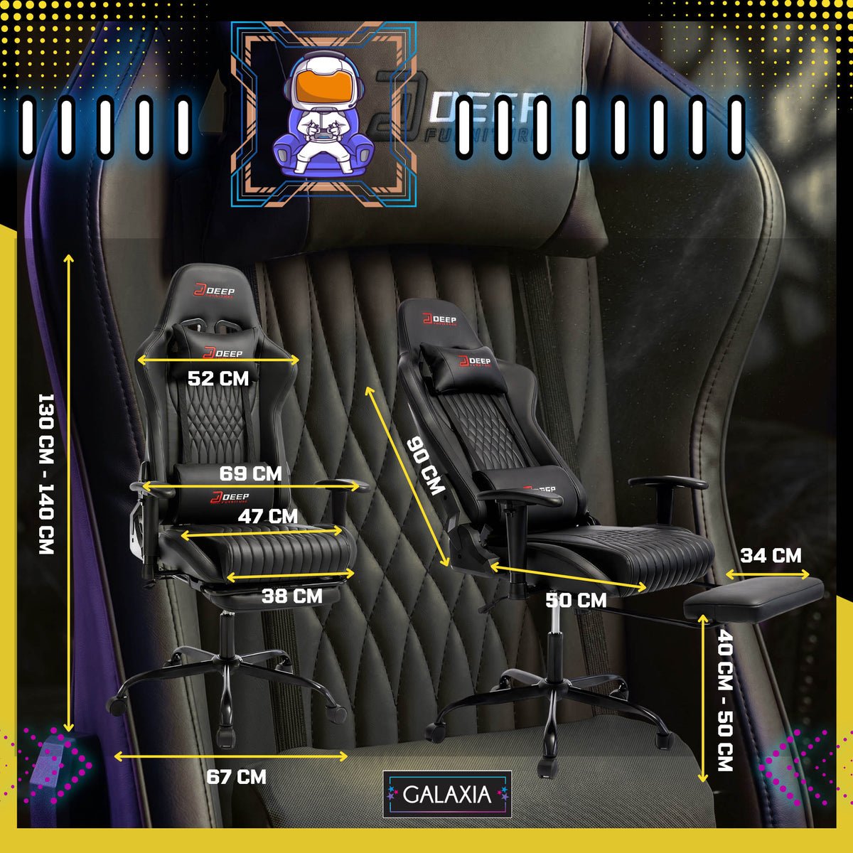 GAMING CHAIR WITH FOOTREST OFFICE GAMING CHAIR Rotating Bucket Manufacturer code Fotel biurowy Dla Dziecka Gracza czarny