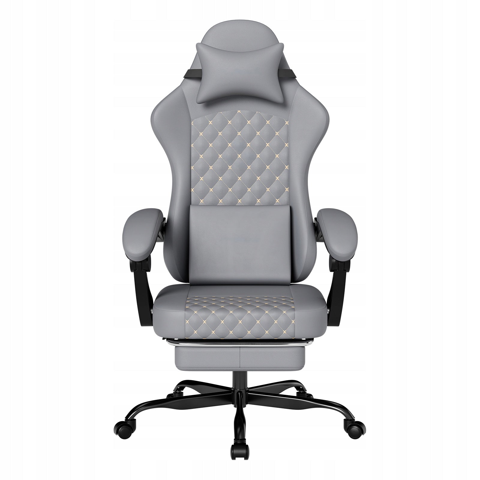 GAMING CHAIR WITH MASSAGE AND FOOTREST, ERGONOMIC 150KG grey