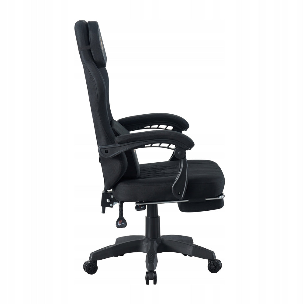 GAMING CHAIR WITH SWIVEL FOOTREST FABRIC BLACK MS500 Furniture width 65 cm