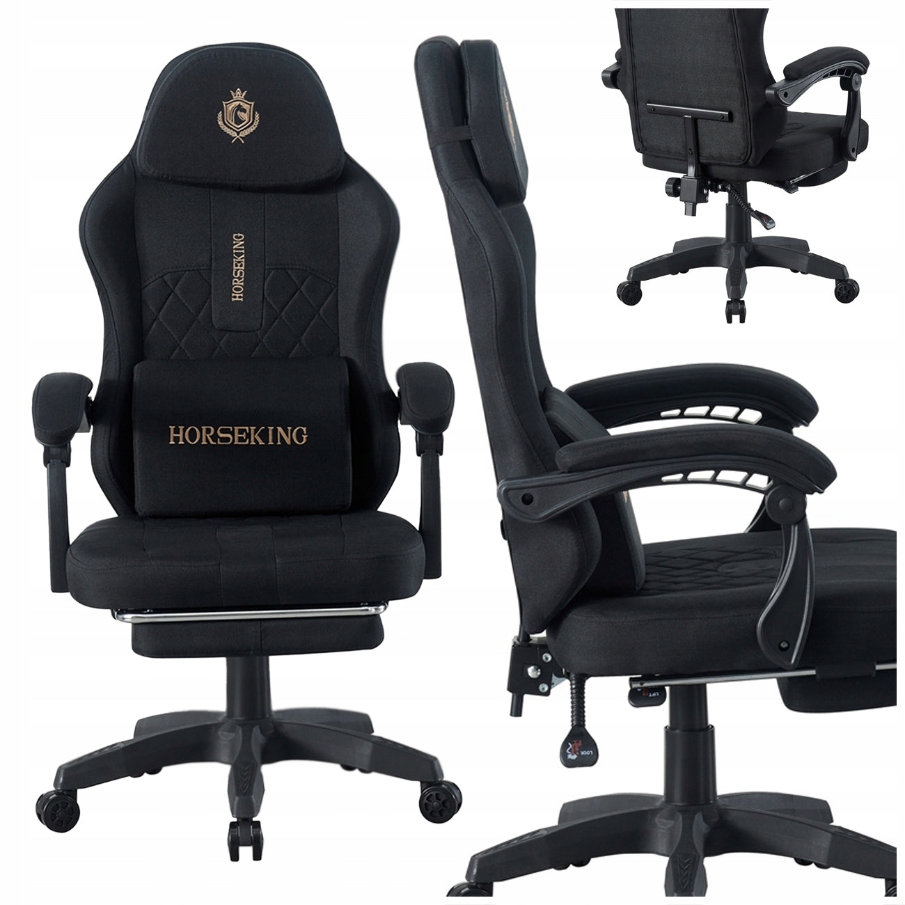 GAMING CHAIR WITH SWIVEL FOOTREST FABRIC BLACK MS500